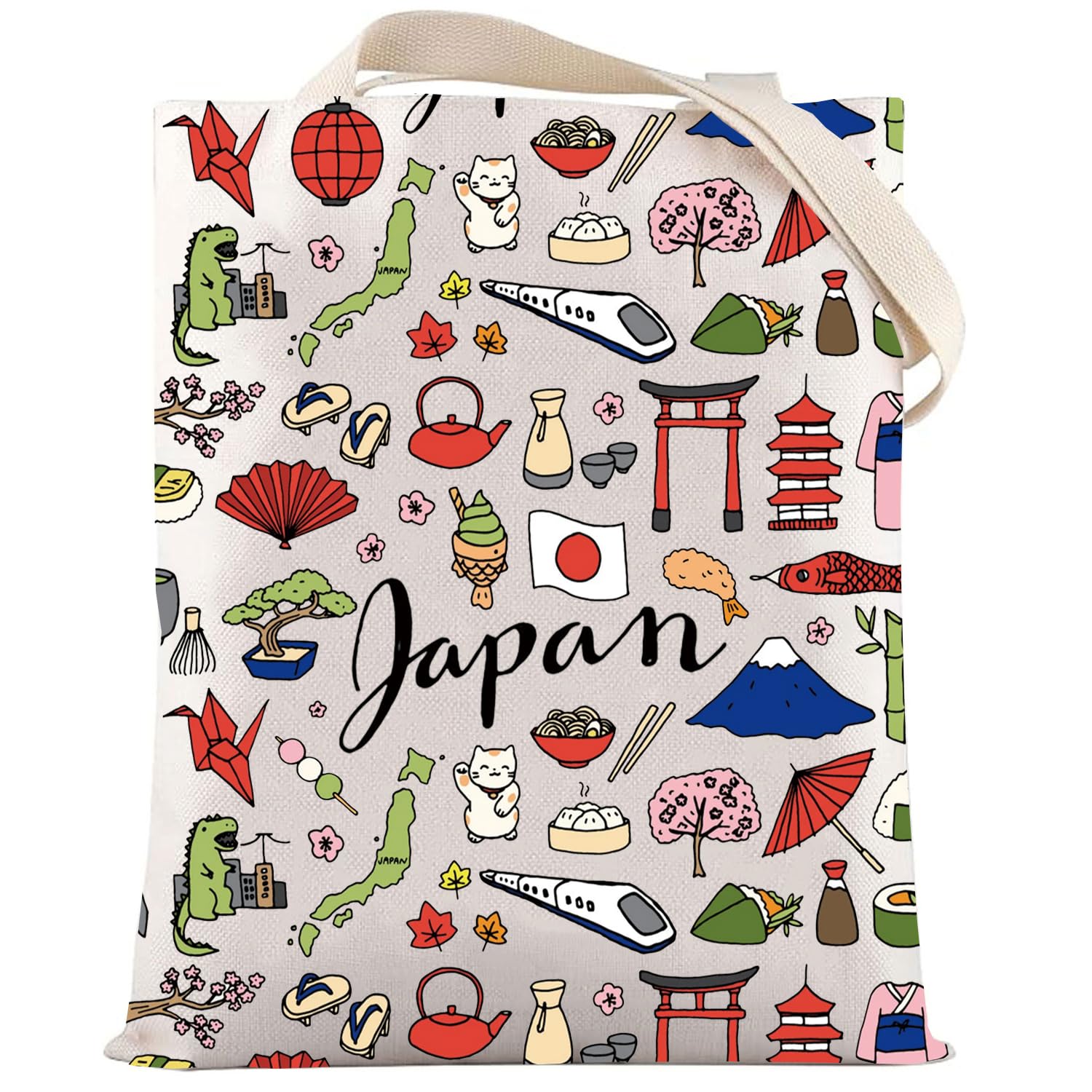LEVLO Japan Travel Pouch Bag Japan Souvenir Gift Japan Theme Zipper Pouch Bag Japanese Trip Gift, Japan Tote