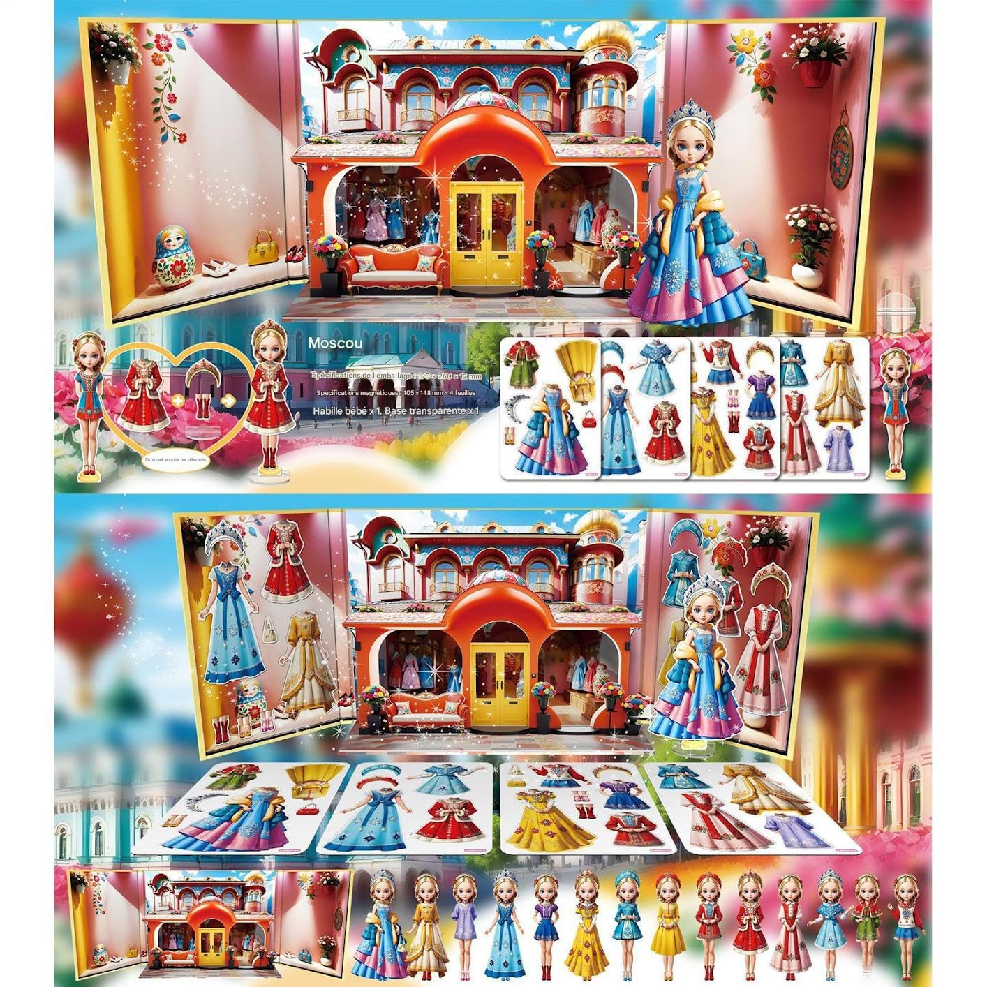 Magnetic Dress Up | Magnetic Stickers Princess Paper Dolls Playset - Jeu Éducatif Filles Voyage Scolaire Maison Cadeaux Noël Prix Classe