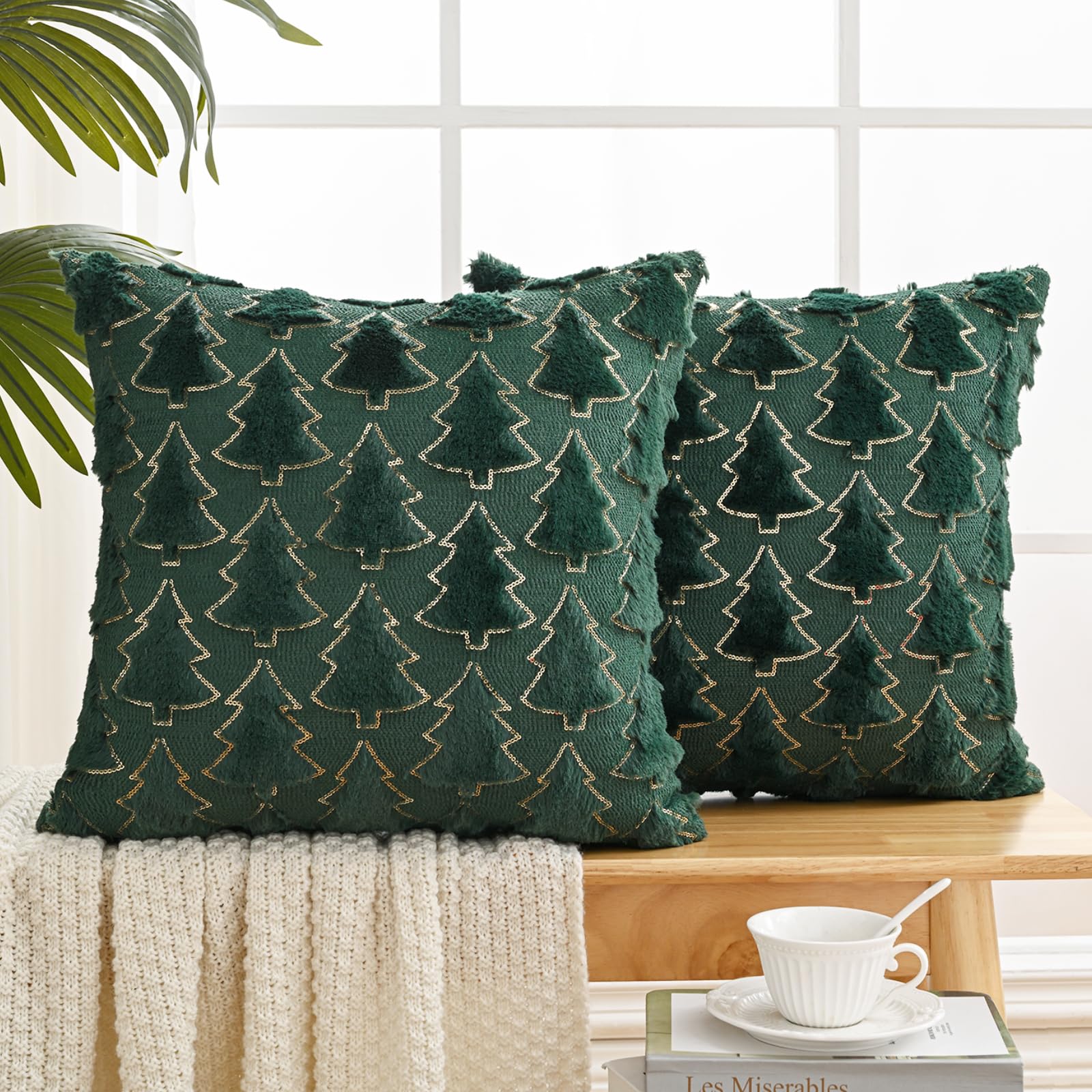Volcanics Faux Fur Pillow Covers 18x18 (Set Of 2) – Plush Striped Decorative Cushion Cases With Velvet Back - View #4