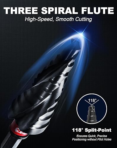 Miniatura 4 de EZARC Broca escalonada para metal, taladro escalonado de cobalto M35, flauta en espiral, broca escalonada Unibit (316 a 78 pulgadas) resistente al