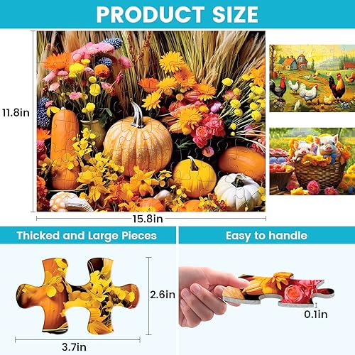 Miniatura 5 de mjyphdm Rompecabezas de 48 piezas grandes para personas mayores, paquete de 3 rompecabezas de demencia para ancianos, rompecabezas de Alzheimer para