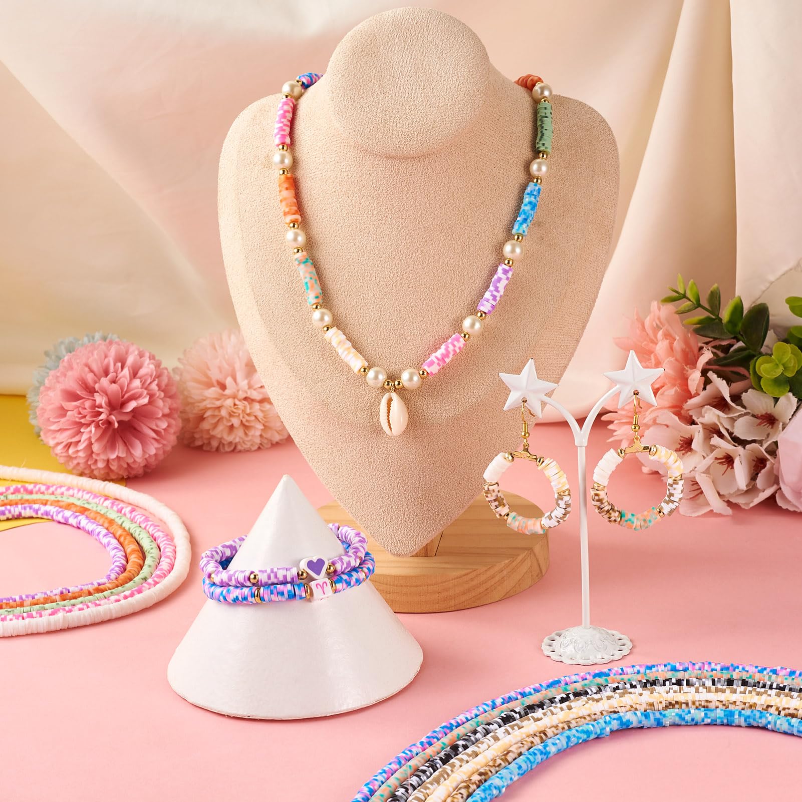 PandaHall 12 Strands Flat Round Clay Beads 5.5mm Polymer Clay Beads Disc Heishi Beads for DIY Bohemian Bracelet Earring Necklace Jewellery Making - Image 2