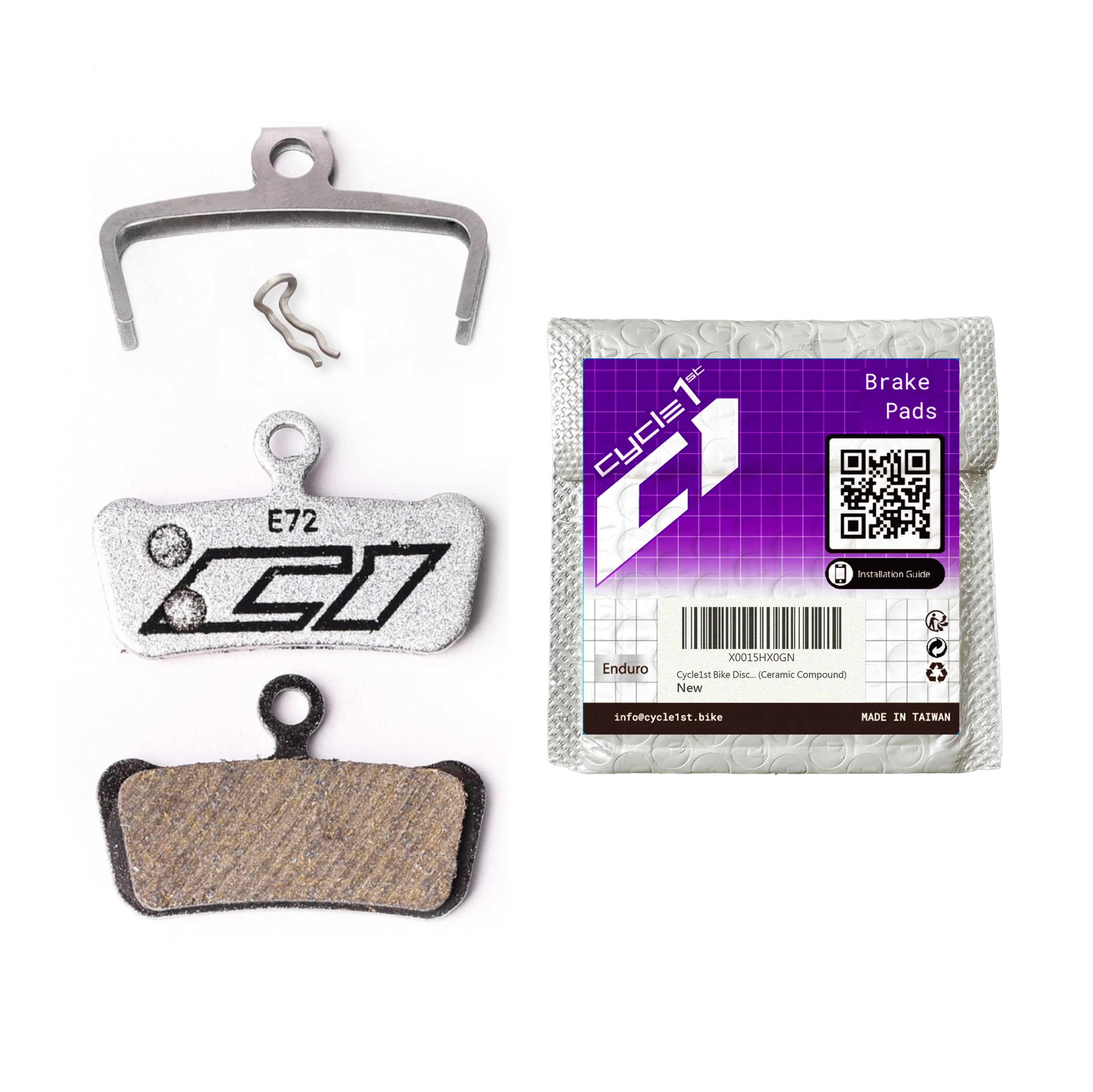 Plaquettes de Frein à Disque vélo Cycle1st compatibles avec étriers SRAM 4 Pistons: Guide G2 Ultimate – pour VTT/vélo de Montagne/eMTB – 72 Series (Semi-métallique/Céramique:1 Paire)