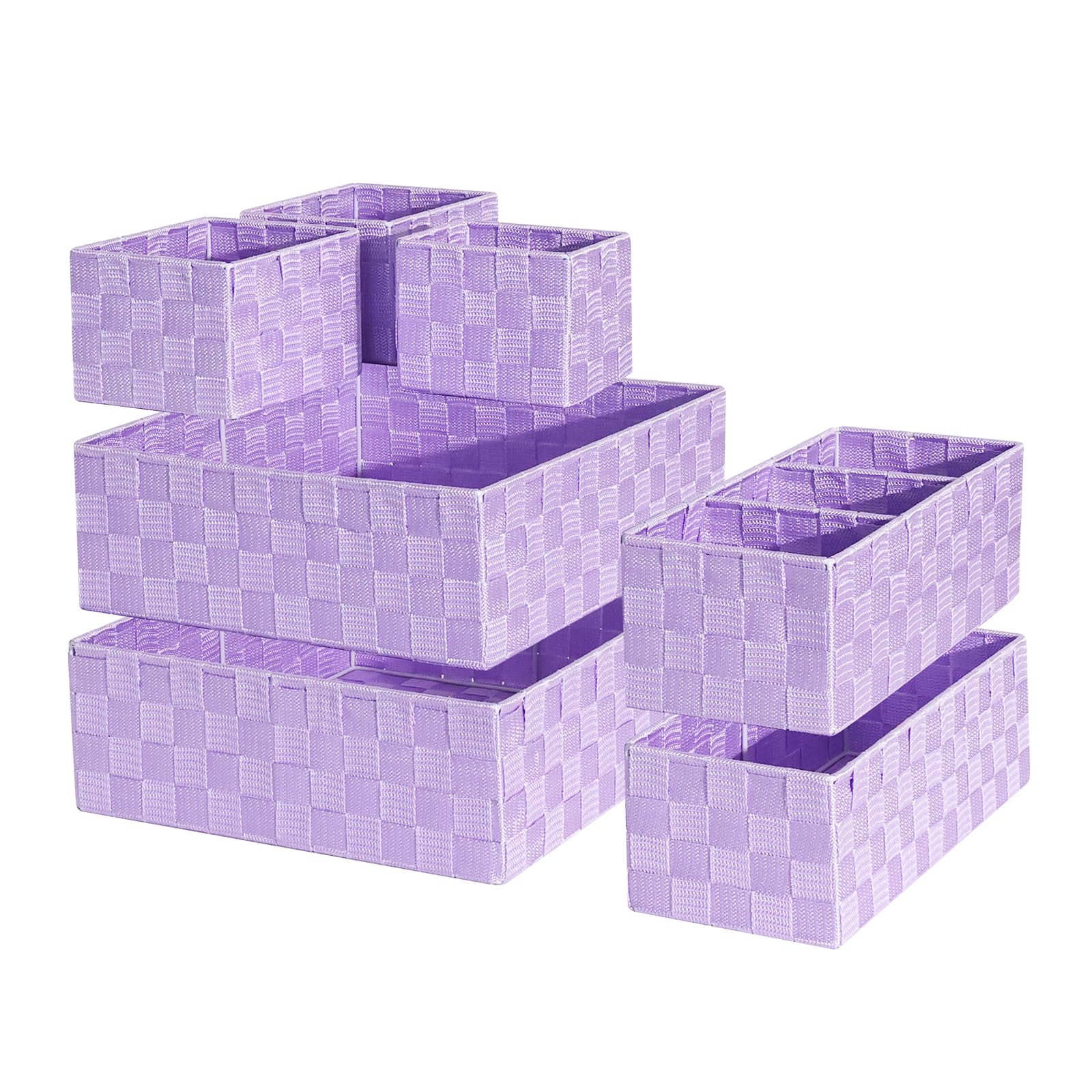 ORGMASTER Drawer Organizer, Cube Baskets for Storage Shelves, Handmade Small Woven Basket, Shallow Storage Bins for Organizing Desk, Dresser, Kitchen,