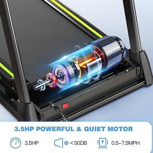 Miniatura 2 de Folding Treadmill for Home, Brushless Quiet Motor with LED Display, Foldable Treadmill for Running and Walking, Space Saving, US Plug Negro y