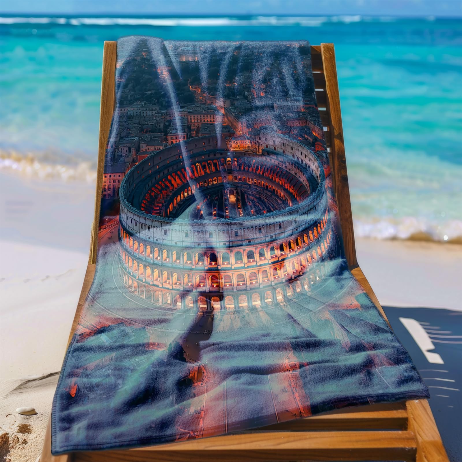 Générique Serviette de Plage XXL Bâtiment Orange Gray