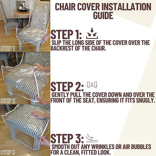 Miniatura 6 de Evelots Paquete de 6 fundas protectoras para sillas de comedor, sin polvo, derrames, pelo de mascotas, garras de mascotas, duradero, fácil de limpiar