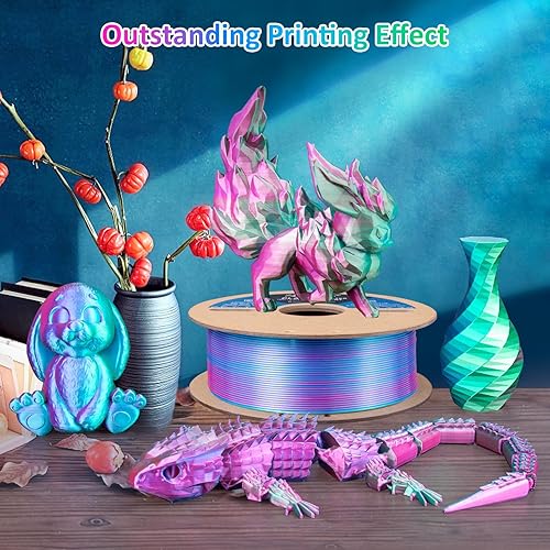 Miniatura 7 de 3Dgenius Filamento PLA de seda para impresora 3D de triple color, filamento de impresión 3D de 0.069 in, se adapta a la mayoría de impresoras FDM,