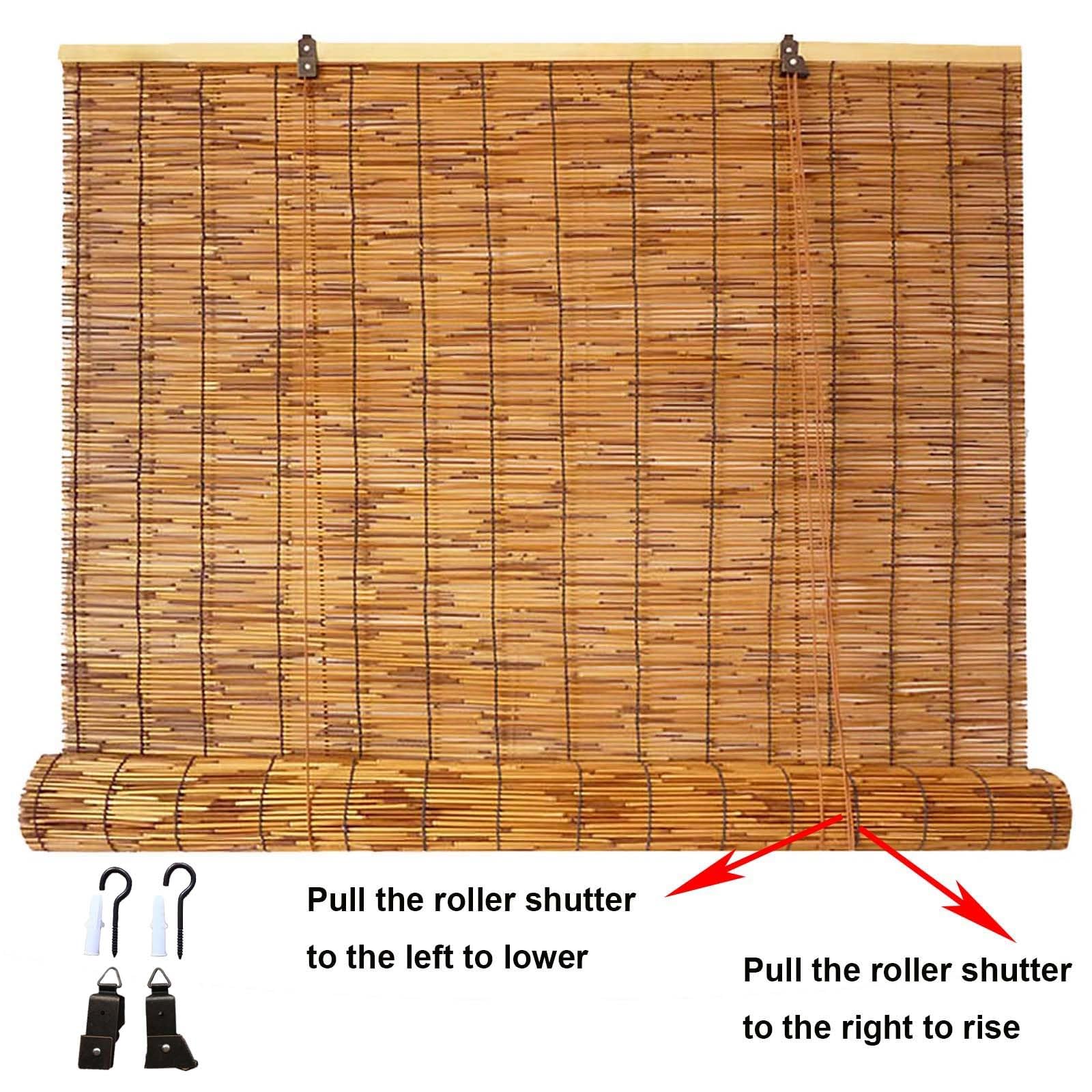 Rideau De Roseau Avec Levage, Imperméable Store En Bambou Exterieur, Store Occultant Enrouleur Confidentialité 50x60 60x90 70x80 80x100 90x120 100x150 110x160 120x180 130x200 140x220 150x250 160x300 (
