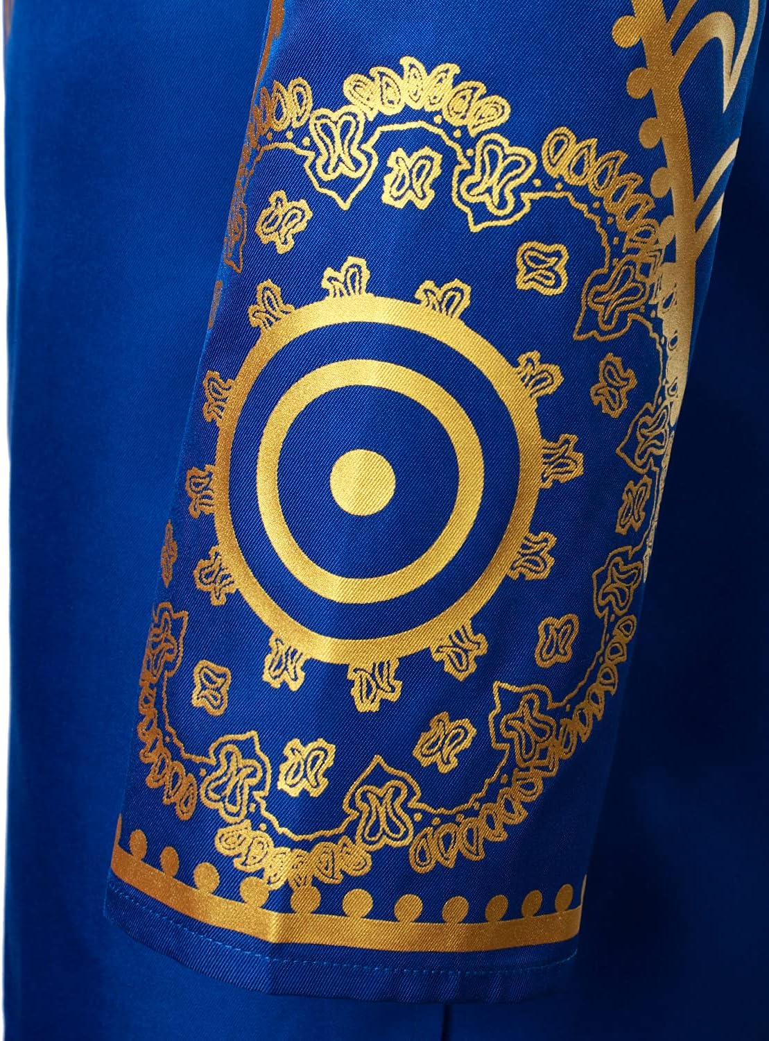 LucMatton Men's African Attire 2 Piece Set Gold Foil Print Mandarin Collar Long Sleeve Shirt and Pants Suit Dashiki Outfit - Image 6