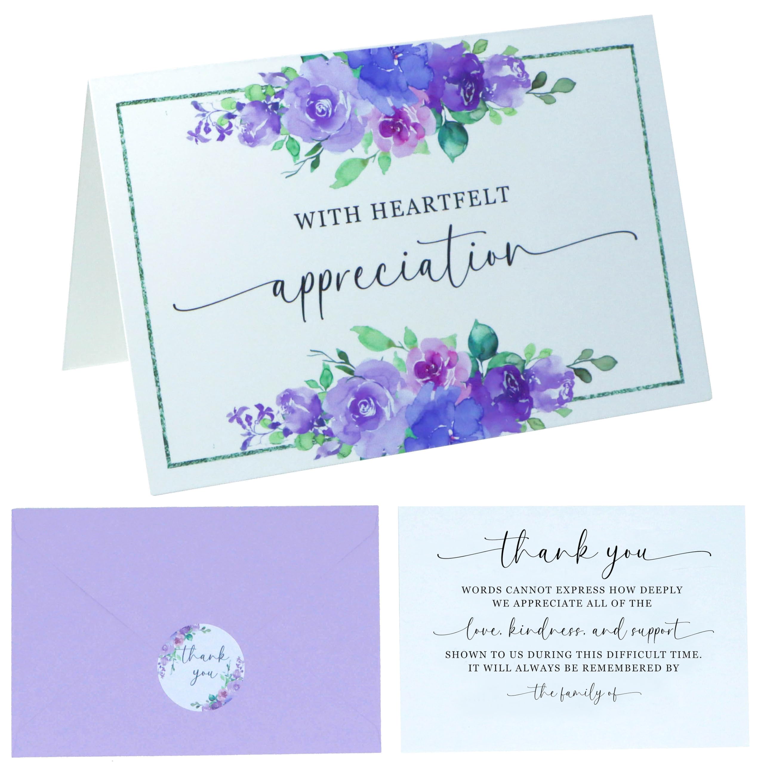 Slyitokbhr Funeral Thank You Cards with Envelopes Message Inside 4×6 Inches 48 Pack, Sympathy Thank You Cards for Funeral Bereavement