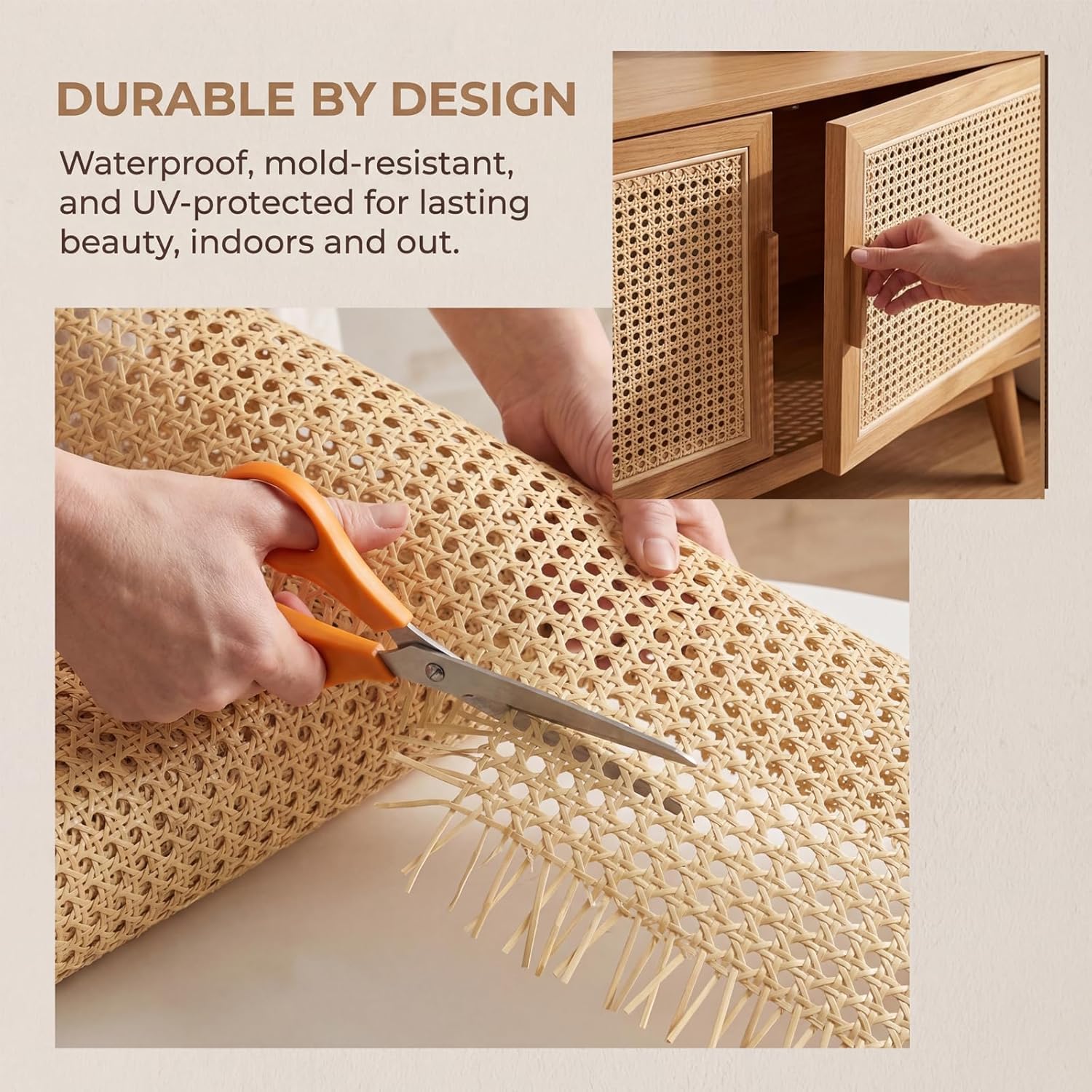 Wiener Geflecht,40x200CM Schimmelfest Rattan Geflecht Meterware,DIY Möbeldekoration Handgemachtes PE Kunststoff Flechtmatten für DIY Rattan Möbel