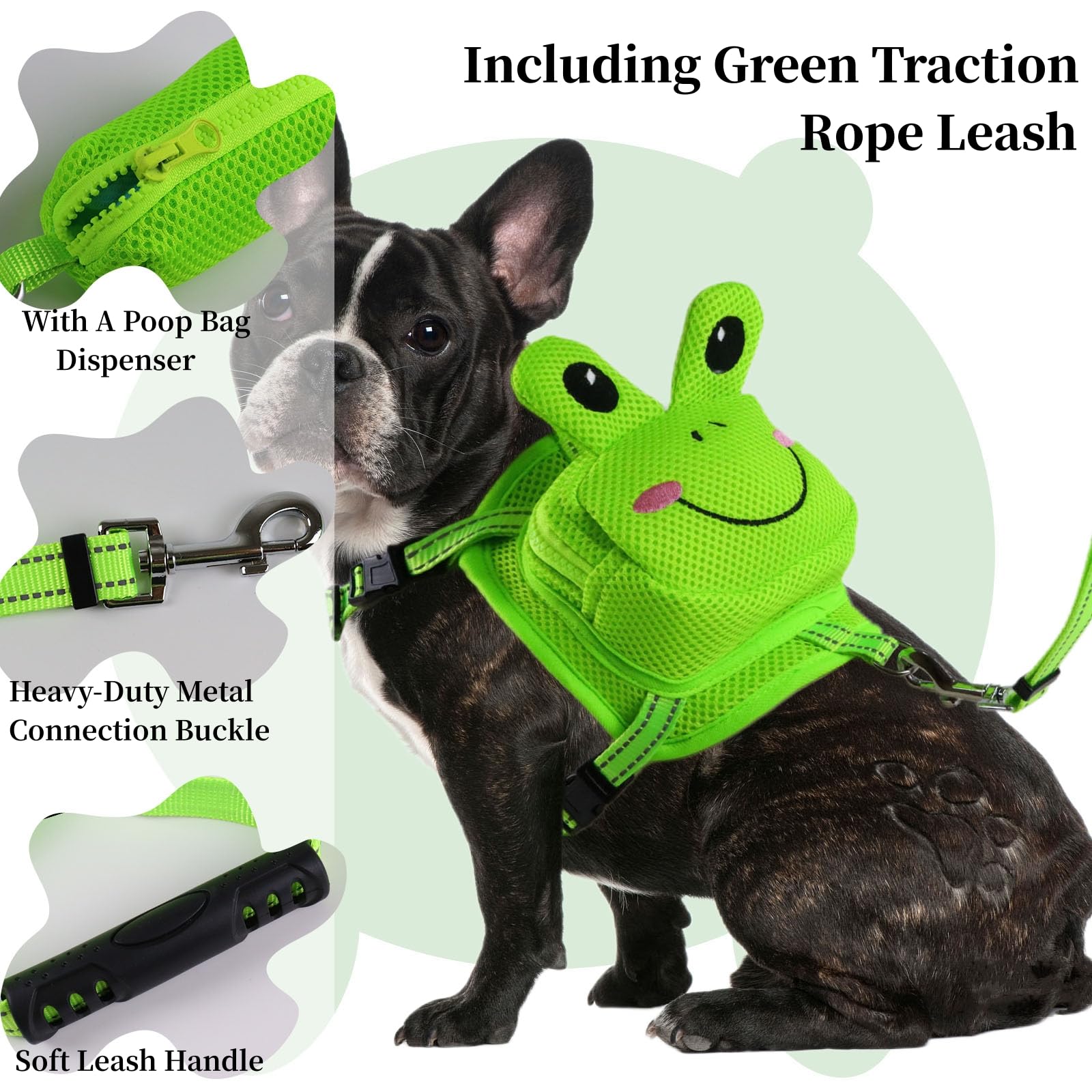 Dog Carrier Backpack OUOBOB Frog Dog Backpack Harness No-Pull