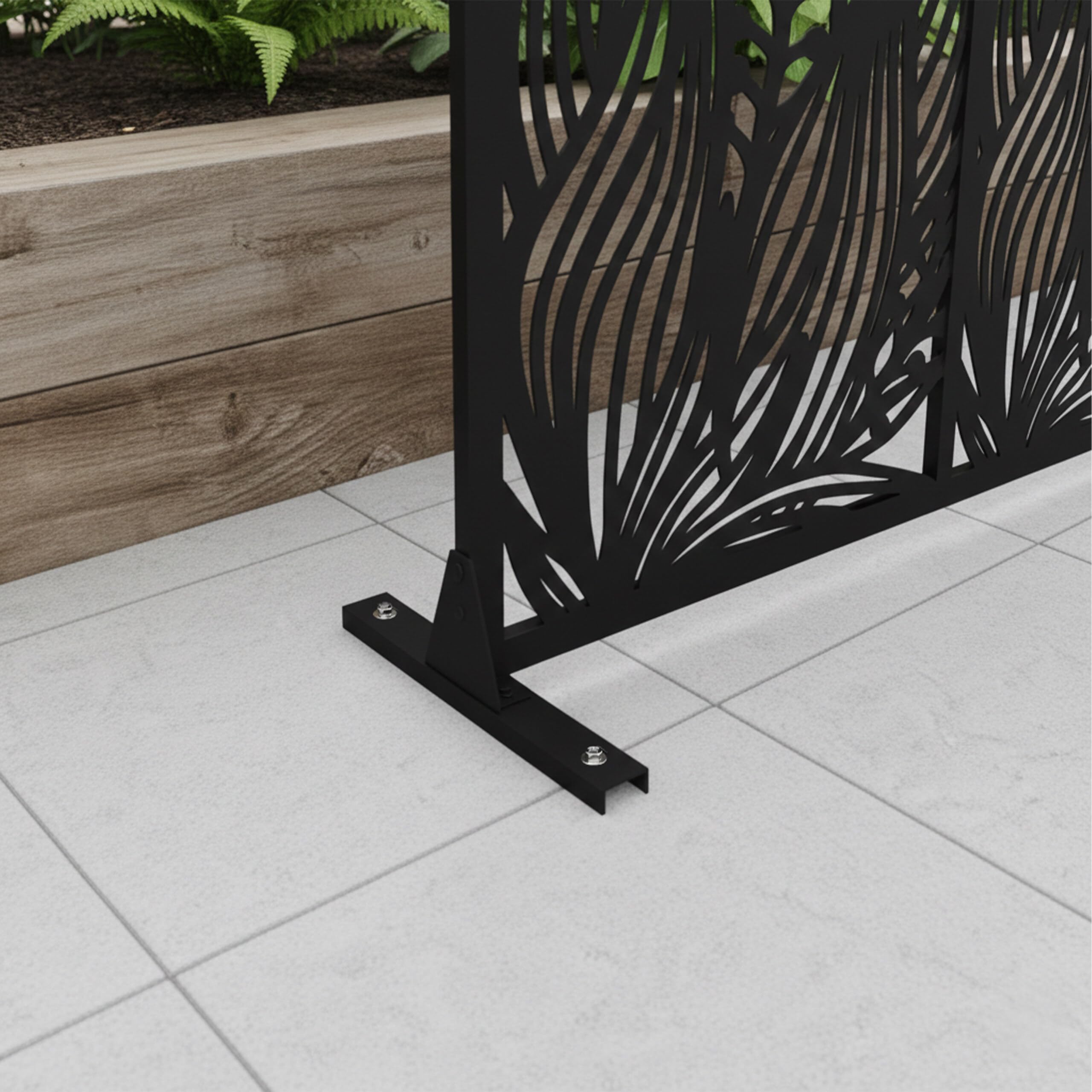Relaxdays Ochrona prywatności, liście i trawy, ogród, balkon i taras, parawan, wys. x szer.: 183 x 115 cm, metal, czarny