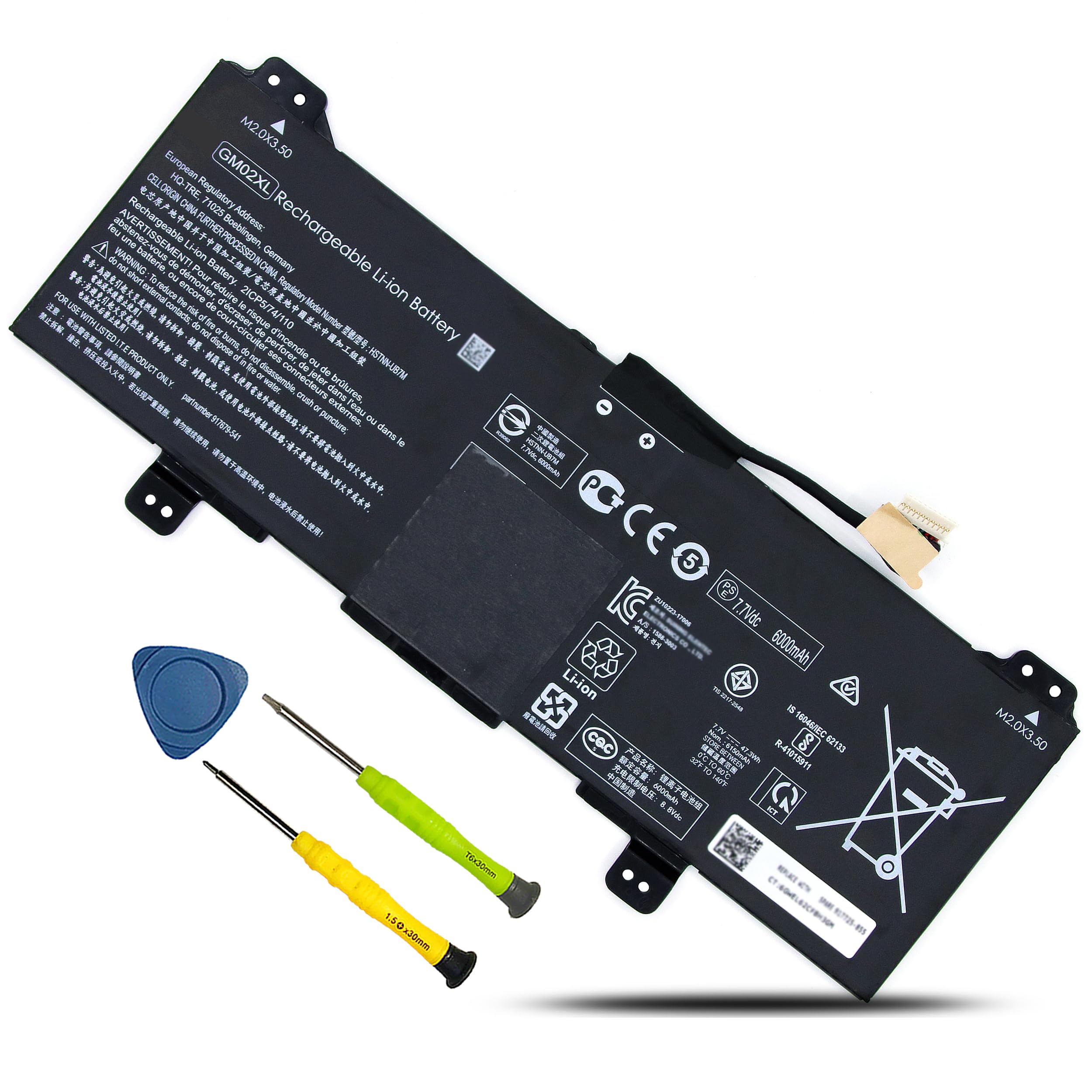 BOWEIRUI GM02XL HSTNN-DB7X 917725-855 Laptop Battery Compatible for HP Chromebook 14 G5 14-CA000NA 11 G6 G7 EE Chromebook X360 11 G1 Series Notebook GMO2XL 917679-271 HSTNN-UB7M (7.7V 47.3Wh)