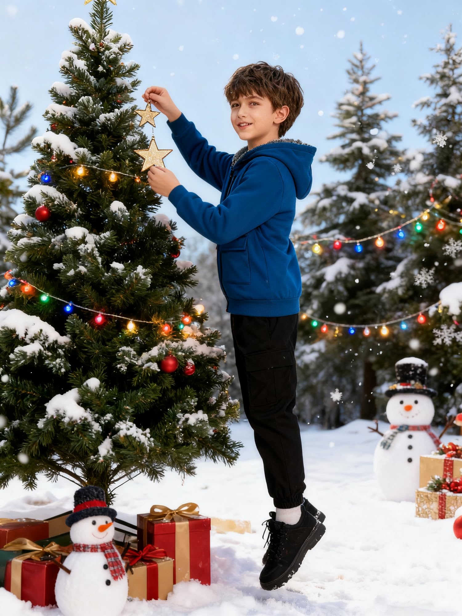 Sudadera con capucha de forro polar para niños, con cremallera, forro de sherpa, sudadera con capucha y bolsillo
