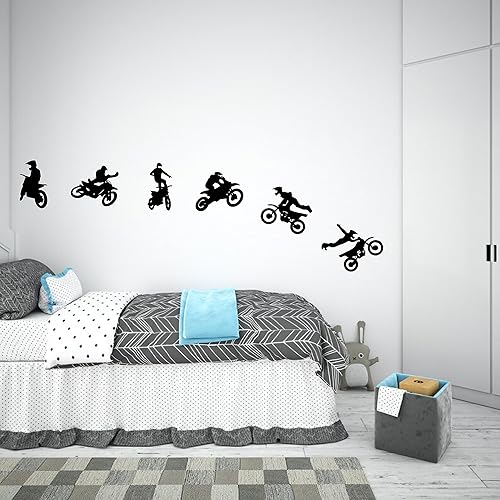Miniatura 2 de Calcomanías de pared de motocross, rodapié de moto para niños y niñas, calcomanías de pared de vinilo para habitación de niños, sala de estar,