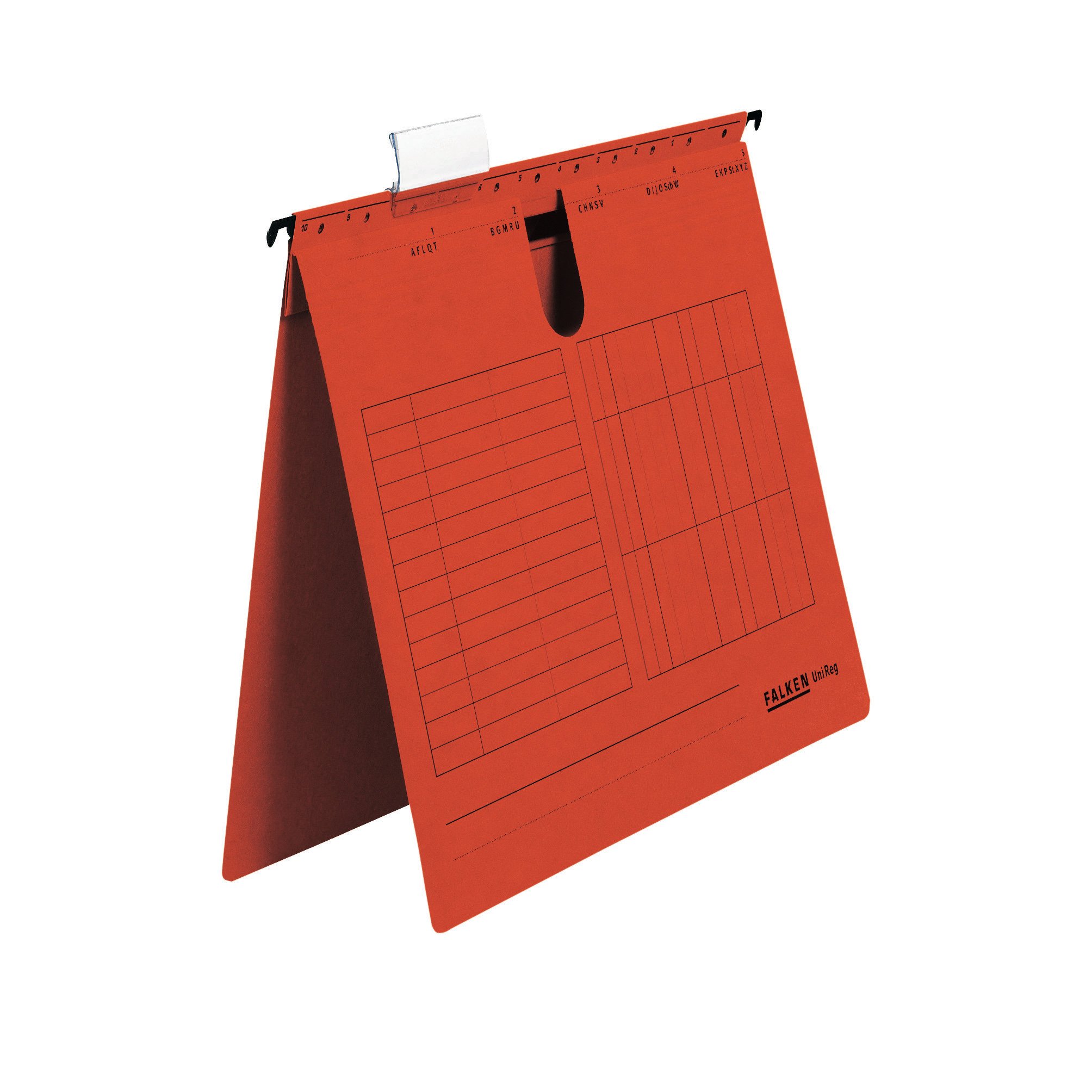 Original Falken 5-pack hanging file UniReg. Made in Germany. Commercial stapling, made of recycled cardboard for DIN A4 red Blue Angel ideal for loose leaf filing in the office and public authority