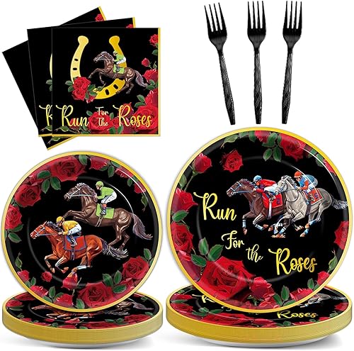 Miniatura 414 de 96 piezas de suministros de fiesta de cumpleaños florales de cumpleaños, platos de papel, servilletas, flores de oro rosa, decoraciones de fiesta