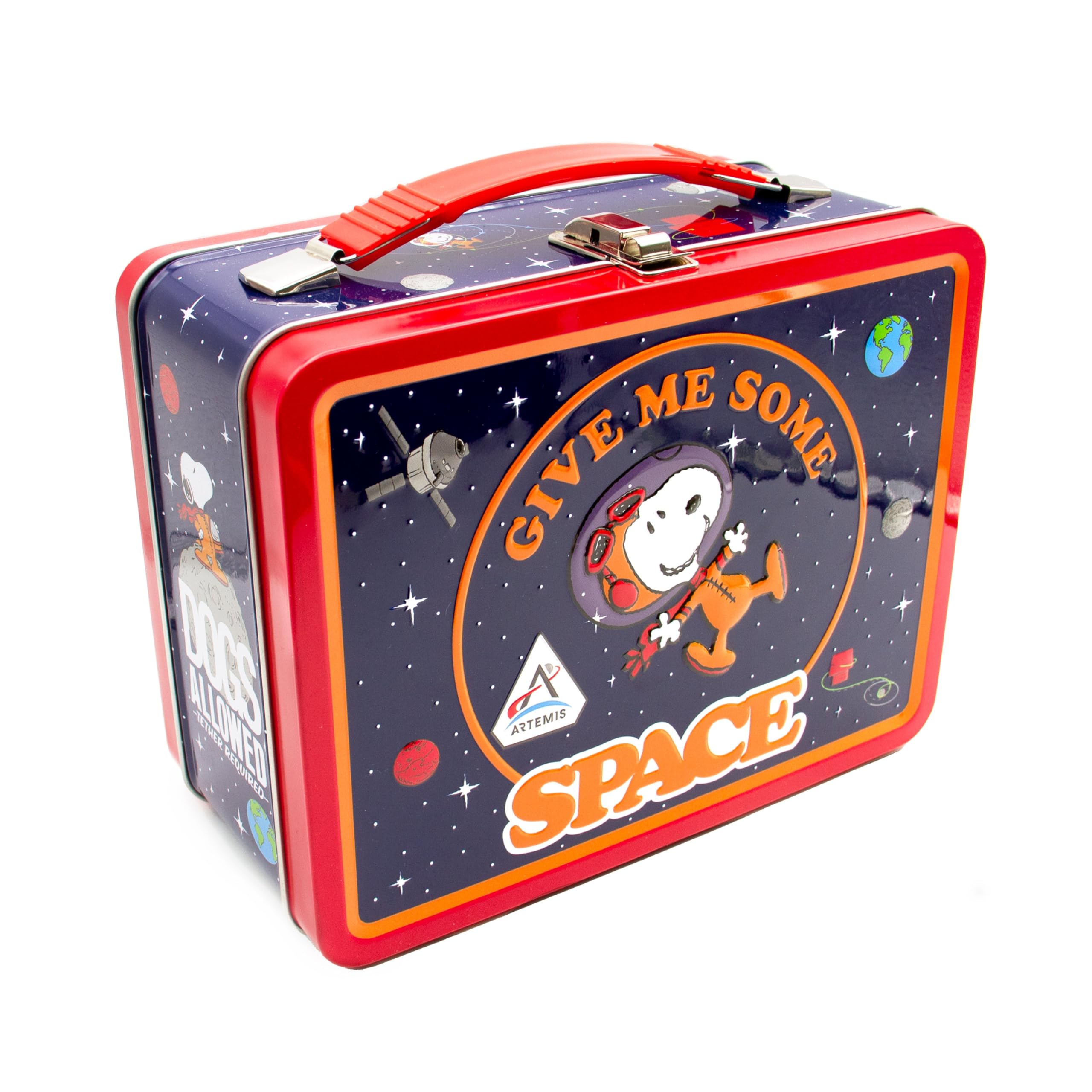 Aquarius Peanuts Artemis Fun Box - Sturdy Tin Storage Box with Plastic Handle & Embossed Front Cover - Officially Licensed Peanuts Artemis Merchandise & Collectible Gift