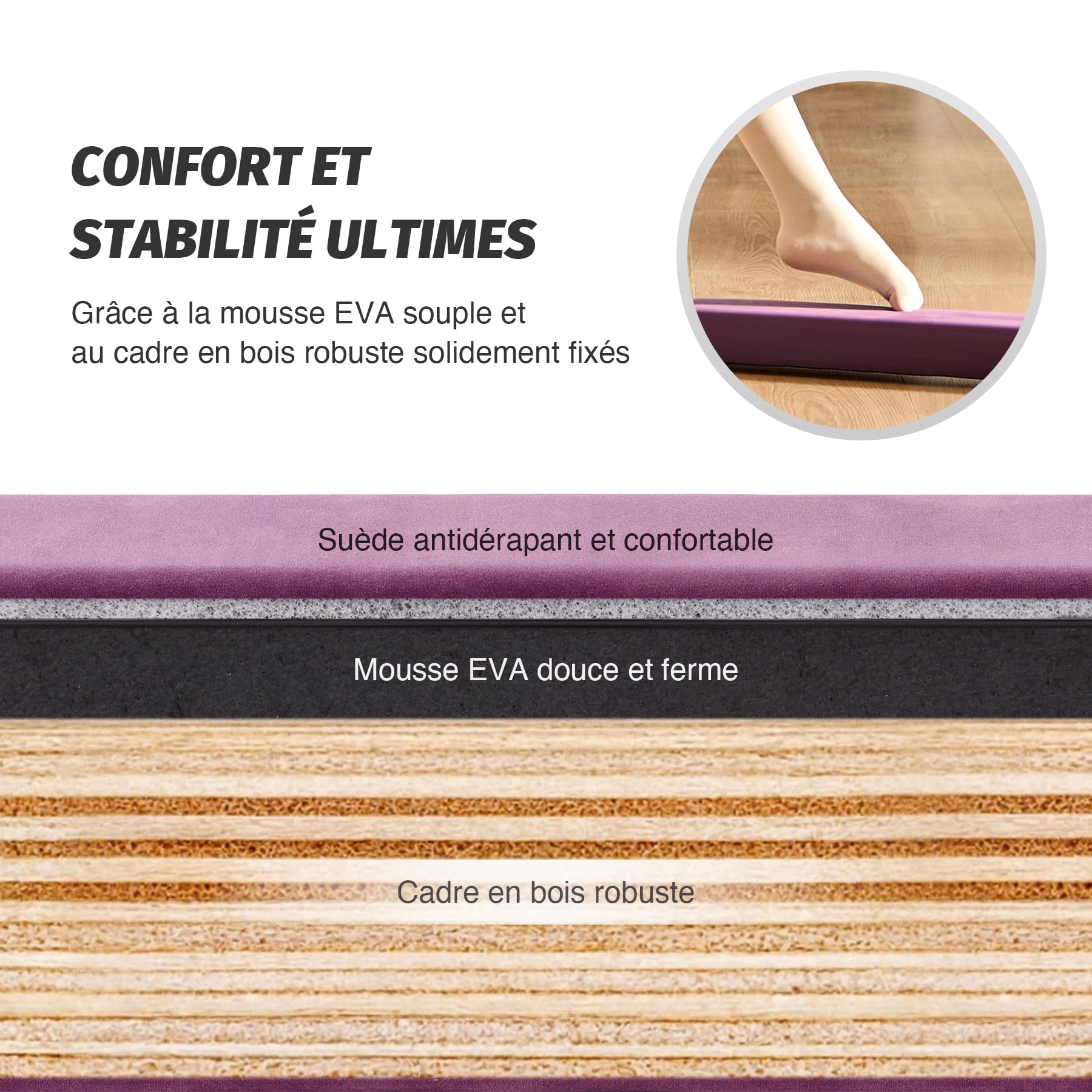 ZELUS Poutre de Gymnastique Pliable 240cm/270cm Poutre de Gym Pliante Poutre d'Équilibre Antidérapant Transportable pour Enfants Filles Gymnastes