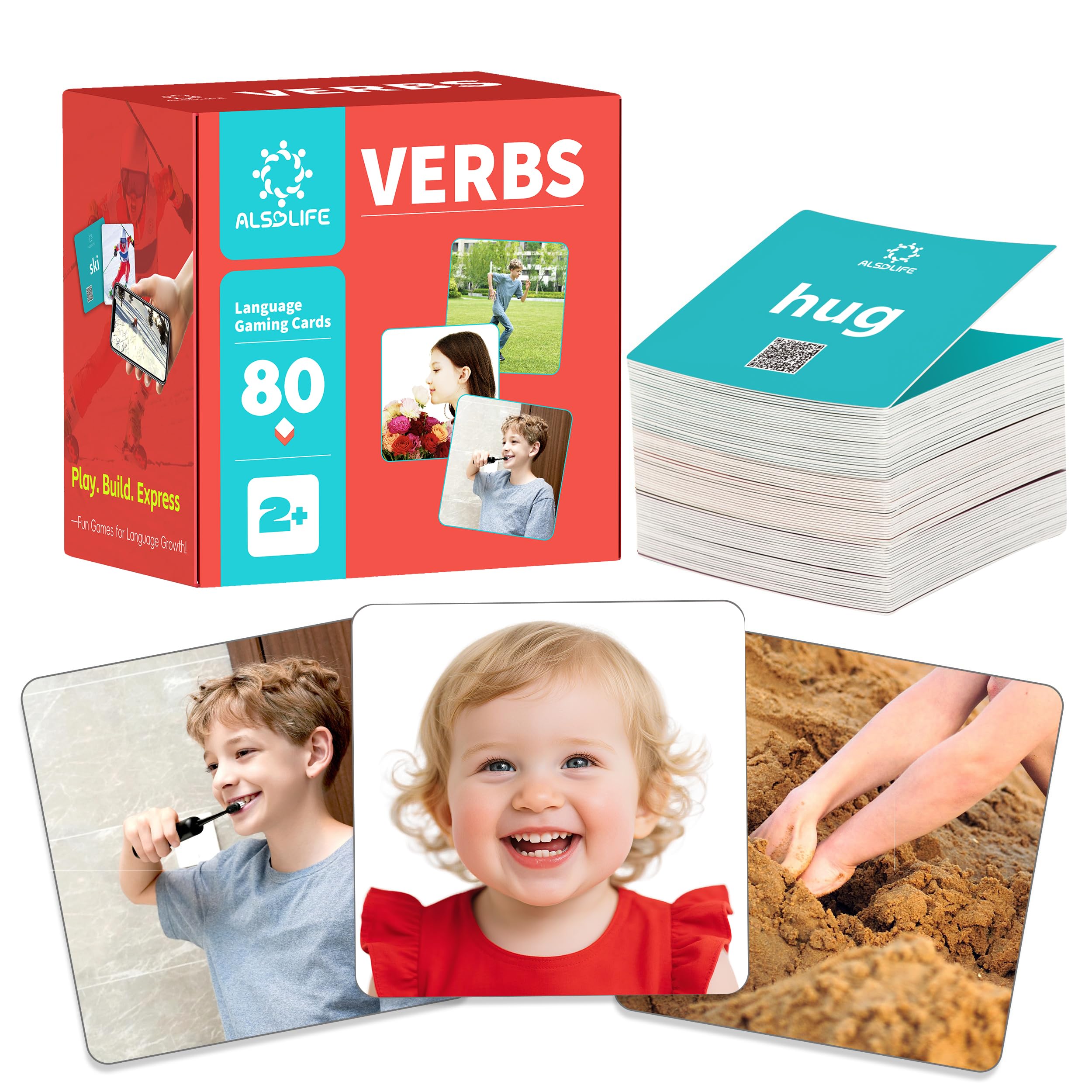 Amazon.com: ALSOLIFE 80 Verb Cards with Action Videos| Thick