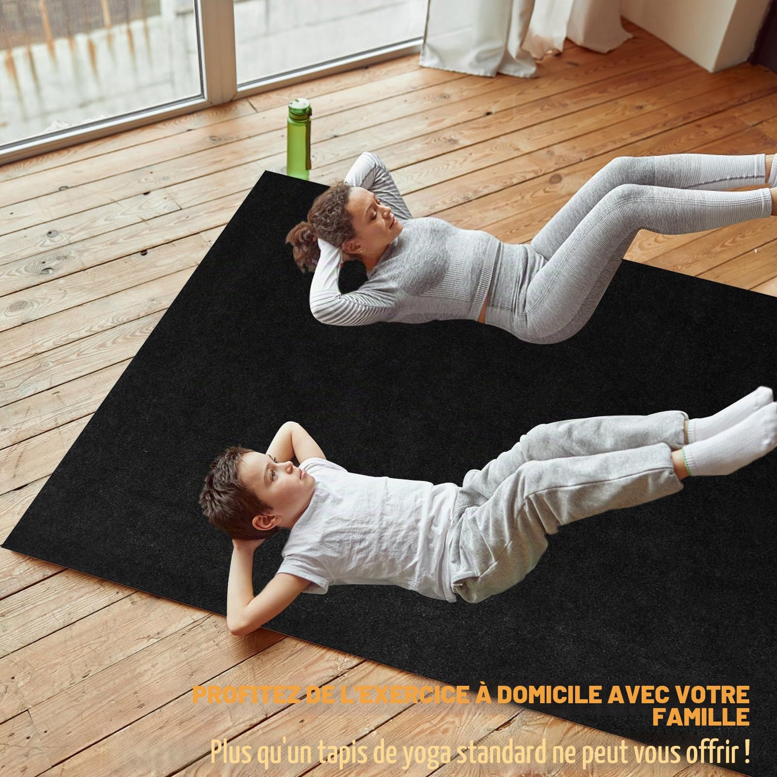 YEXEXINM Grand tapis d'exercice extra large, tapis de yoga et de course, pour salle de sport à domicile, Pilates, étirements, poids, fitness