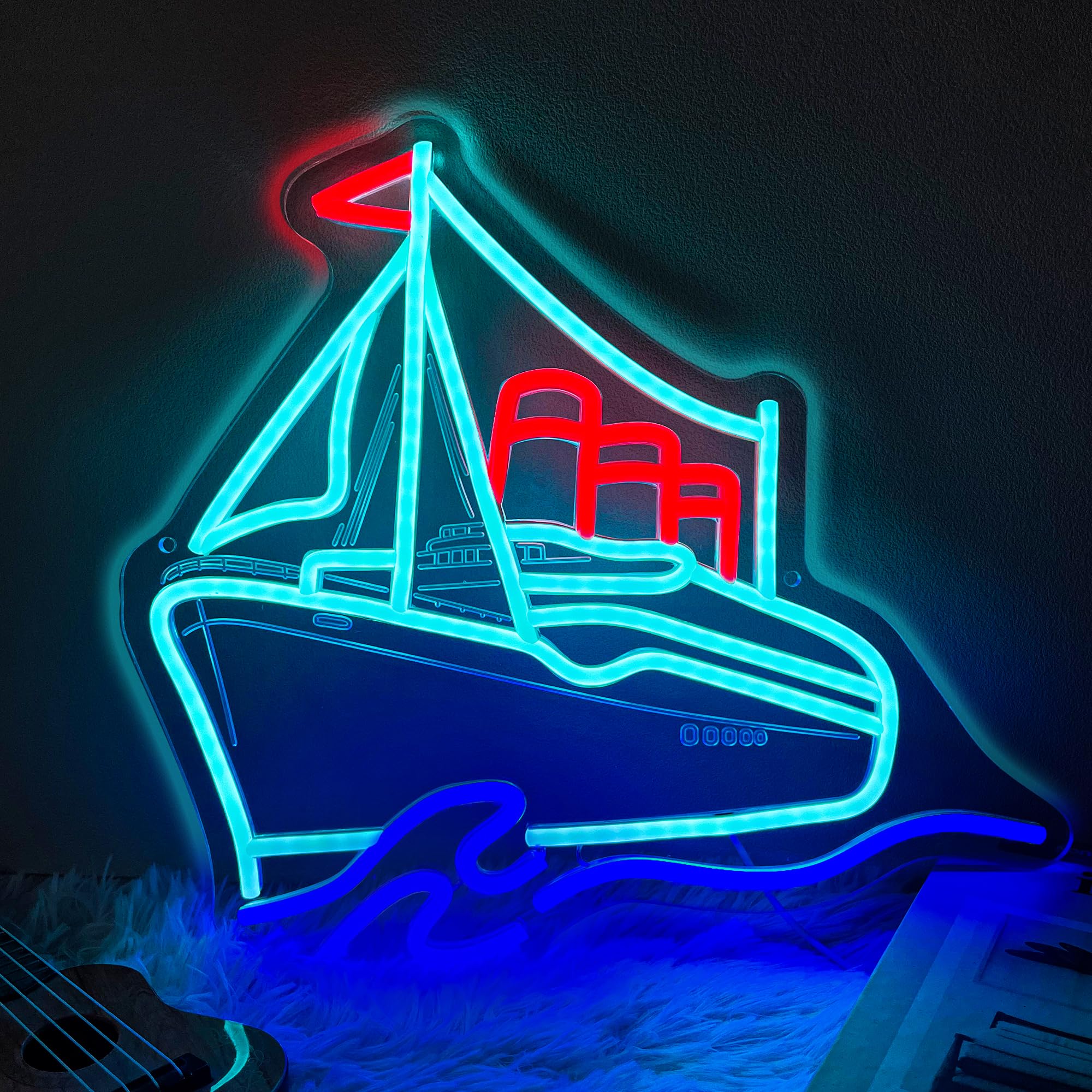 Titanic Neon Sign The Titanic Gifts for Kids Room Decor Boys Led Lights for Bedroom USB Power Titanic Night Light Birthday Gifts for Women Men