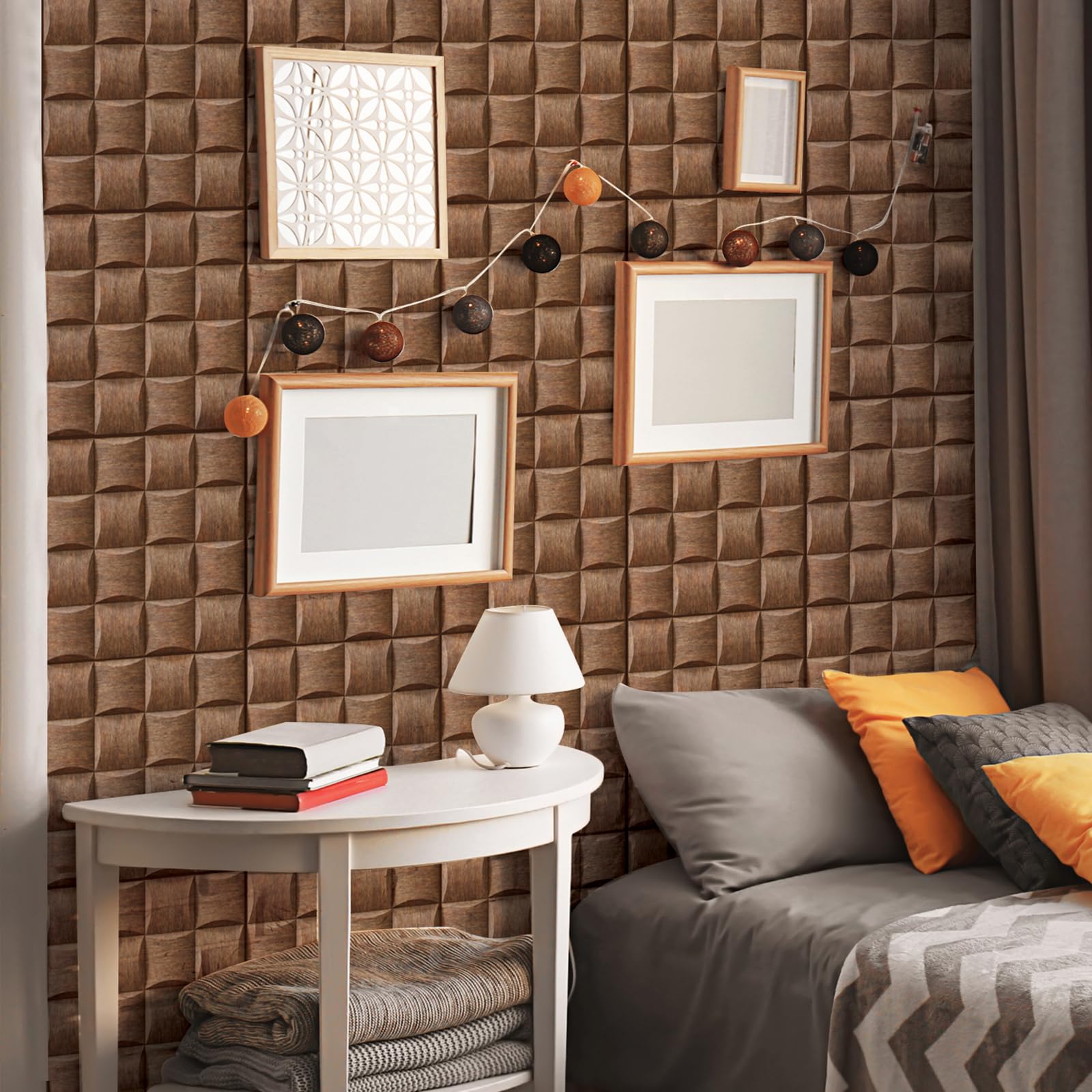 Selbstklebende 3D Wandpaneele Holzoptik,Wasserdichte PE-Schaum Wandfliesen Wandverkleidung,30x30 cm 10 Stück,Wanddekoration für Wohnzimmer Schlafzimmer Bad Küche Hintergrundwand