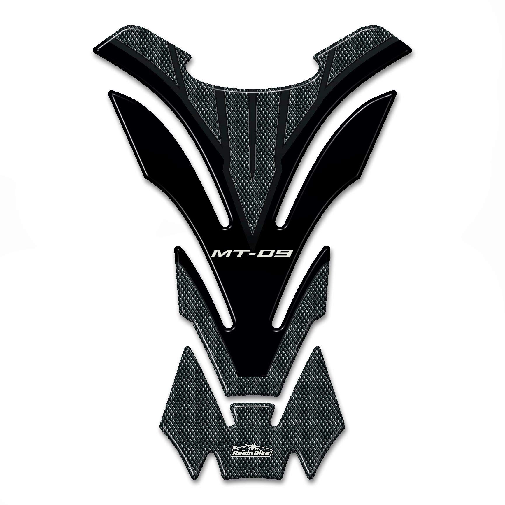Resin Bike Adesivi Moto Compatibile con Yamaha MT-09 2017 2020. Protezione Paraserbatoio Moto da Urti e Graffi. Adesivo 3D Resinato - Effetto Carbonio e Nero