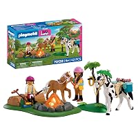 PLAYMOBIL | I Love Horses | Escursione a cavallo con falò | Set da escursione con madre