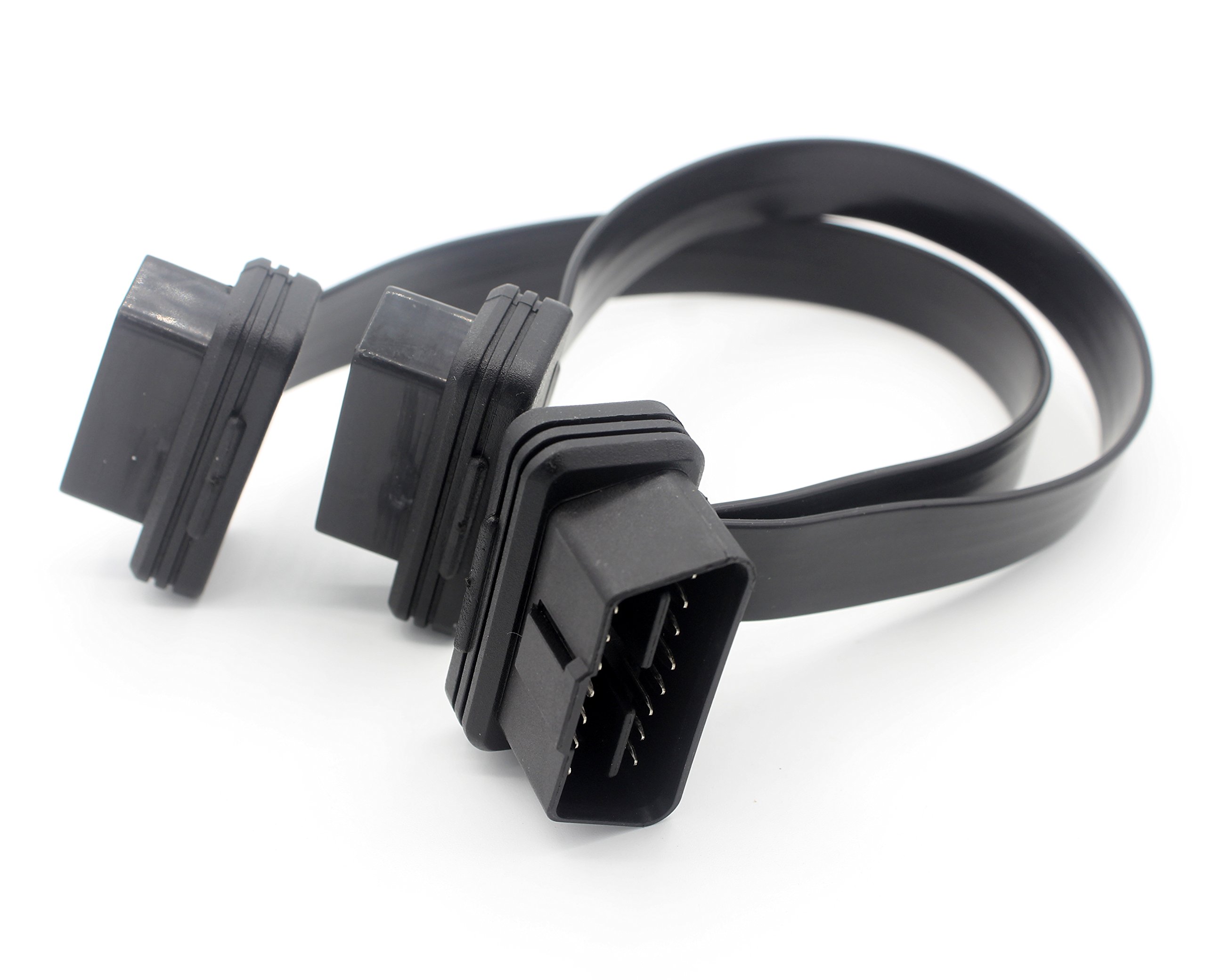LoongGate OBD-II OBD2 Cable Divisor Grado Militar - Super Durable Cord 16 Pin Pass Through - Macho y Doble Hembra, J1962M a 2-J1962F - 0.3 Metros — view 2