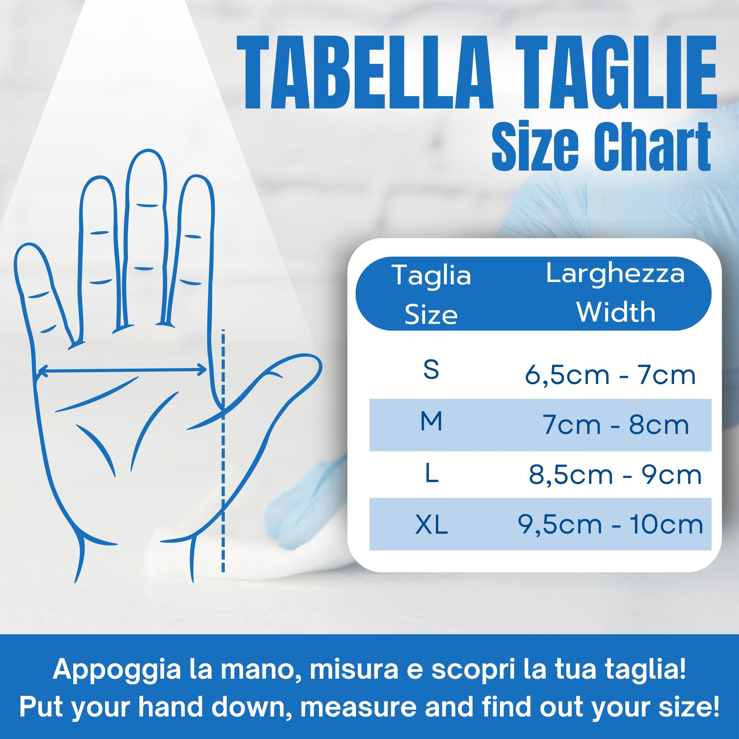 Bottari Guanti in Nitrile Monouso Blu, Senza Talco, Confezione da 100 Pezzi, Taglia XL, Anallergici, Resistenti