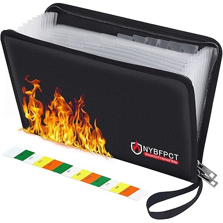 MoKo Fireproof Document Bag Fire & Water Resistant File Folder With A4 Size 12 P