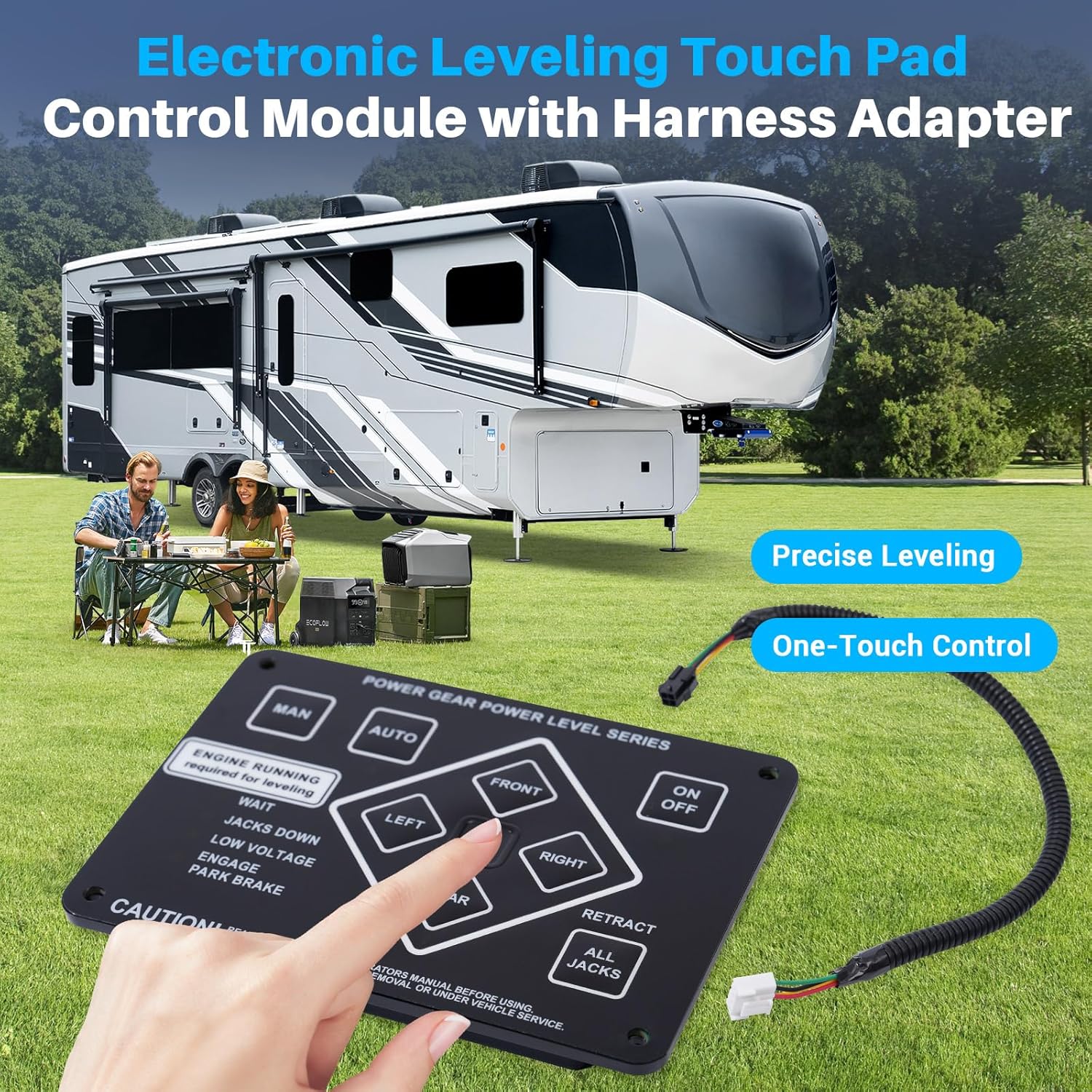 368991 RV Leveling Touch Control Panel with Harness Adapter Compatible with Lippert Power Gear RV Auto Levelling System 500629S 359080