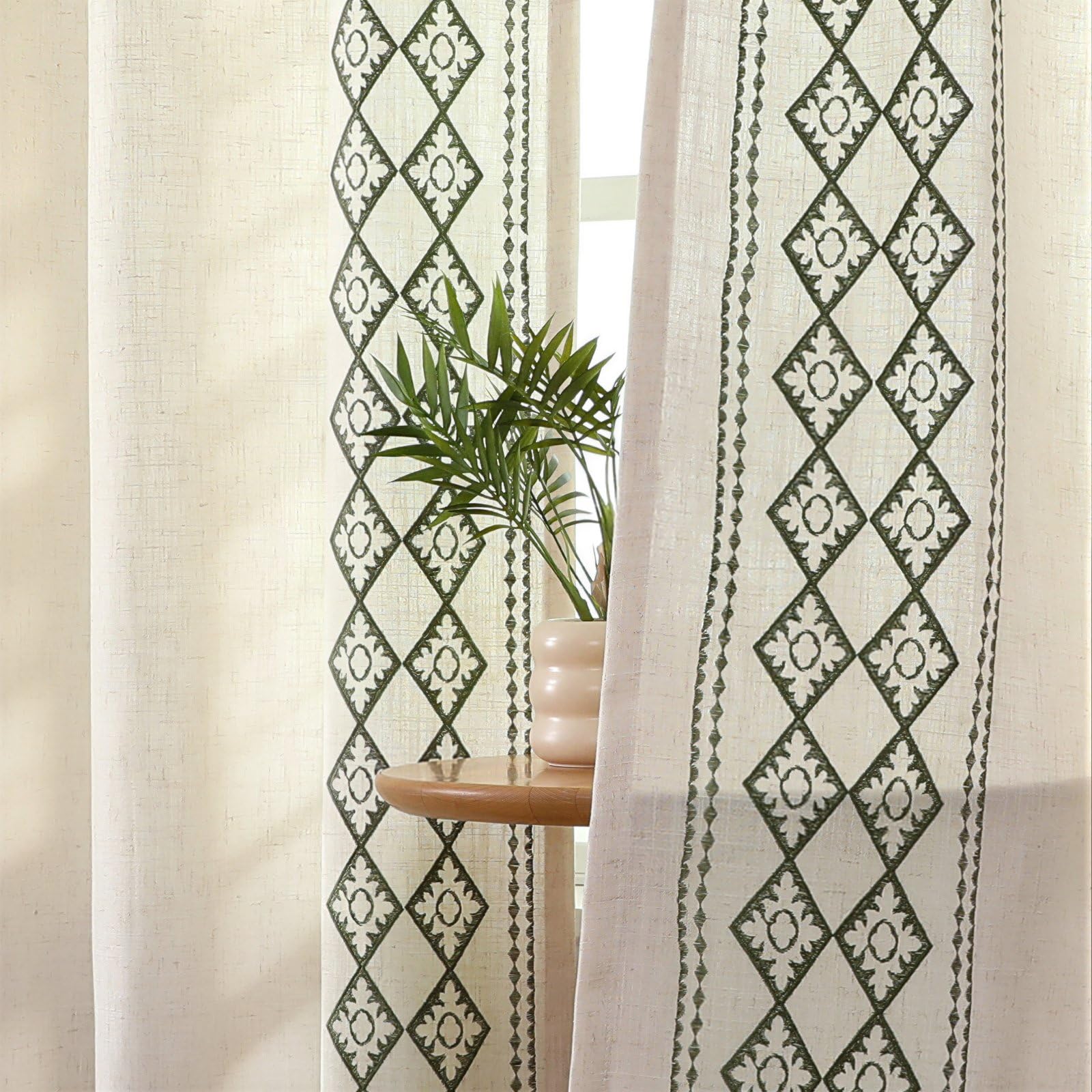 Gold Embroidered Curtains - Vintage Floral Drapes -13