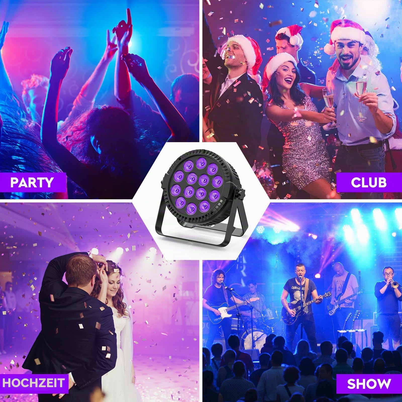 4 Stück LED Par Strahler Bühnenlicht 14 * 6W RGBW DMX Disco partylicht mit Fernbedienung Meister-Sklave Sound Auto Par Scheinwerfer für DJ Bar Hochzeit Halloween Weihnachten