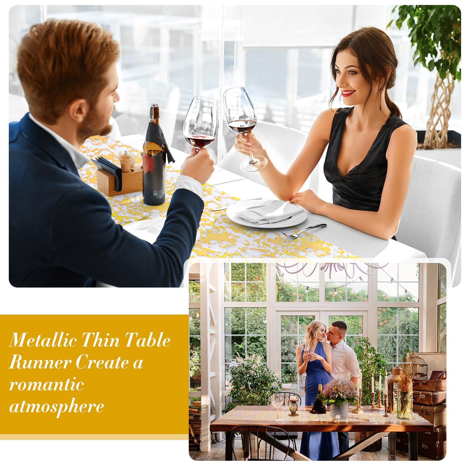 Newwiee 24 caminos de mesa metálicos delgados de 11 x 79 pulgadas, tela de malla con purpurina, manteles rectangulares de mesa de comedor, decoración para boda y cumpleaños (dorado)