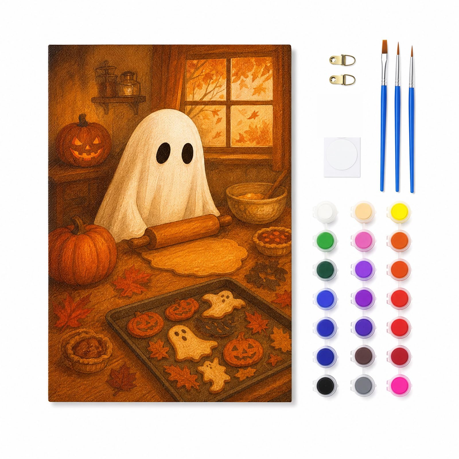 Halloween Paint by Numbers Kit, with Nano Adhesive Dots, DIY Acrylic Kit