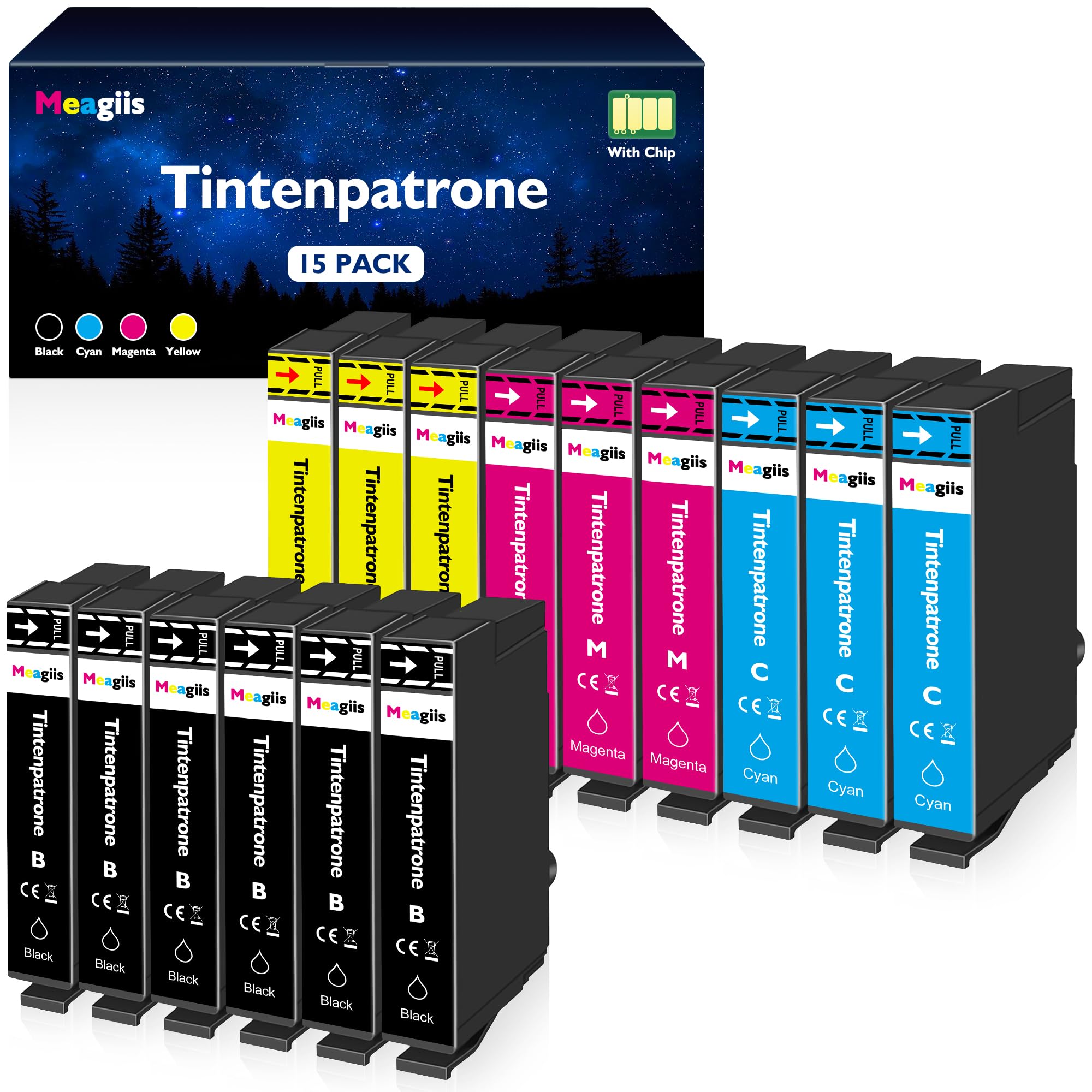 Meagiis 405XL Druckerpatronen Kompatibel für Epson 405 405 XL Patronen für Epson Workforce Pro WF-4820 Patronen WF-3825 WF-3820 WF-4825 WF-7840 WF-7830 Drucker (6 Schwarz, 2 Cyan, 2 Magenta, 2 Gelb)