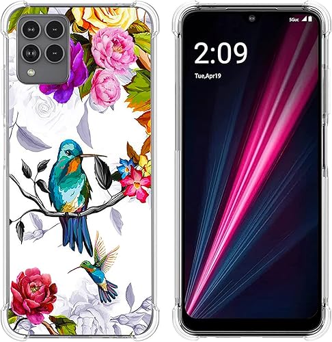 Beaucov Revvl 6 Pro 5G, funda protectora contra caídas de colibrí en flores, funda a prueba de golpes, funda protectora de cuerpo completo de TPU