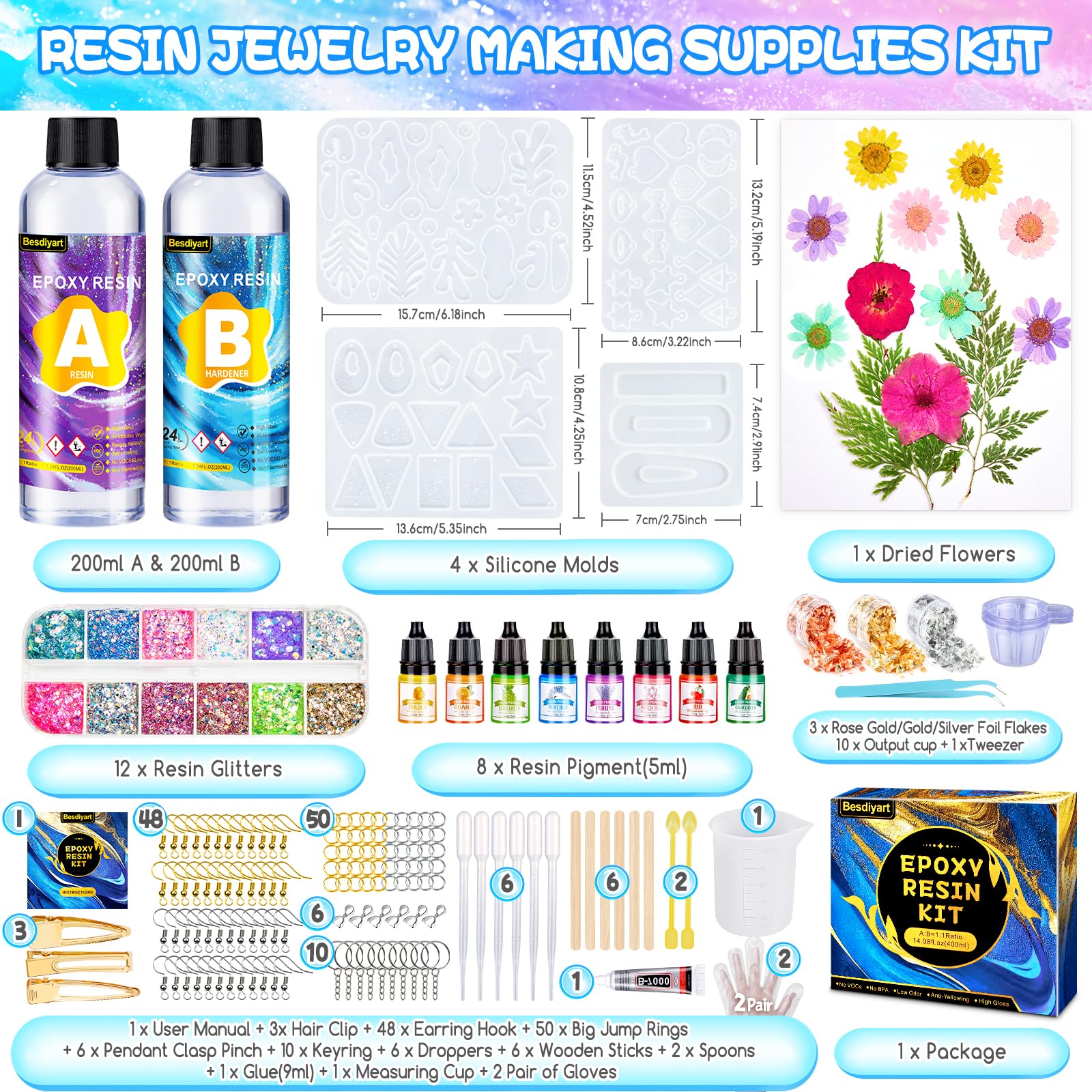 Kit Resina Epossidica EPRESINART 1064ml - Non Tossica Per Legno, Gioielli E Decorazioni