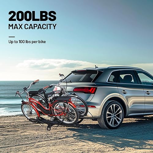 Miniatura 2 de Soporte de enganche para bicicleta eléctrica estilo plataforma para autos, camiones, SUV, furgonetas, caravanas, se adapta a bicicletas con