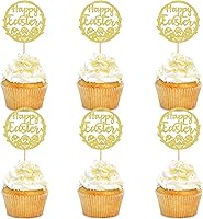 Vista 21 de Ercadio 24 piezas de decoración para tartas, con temática de conejo de Pascua para cumpleaños de primavera, suministros de fiesta de baby shower