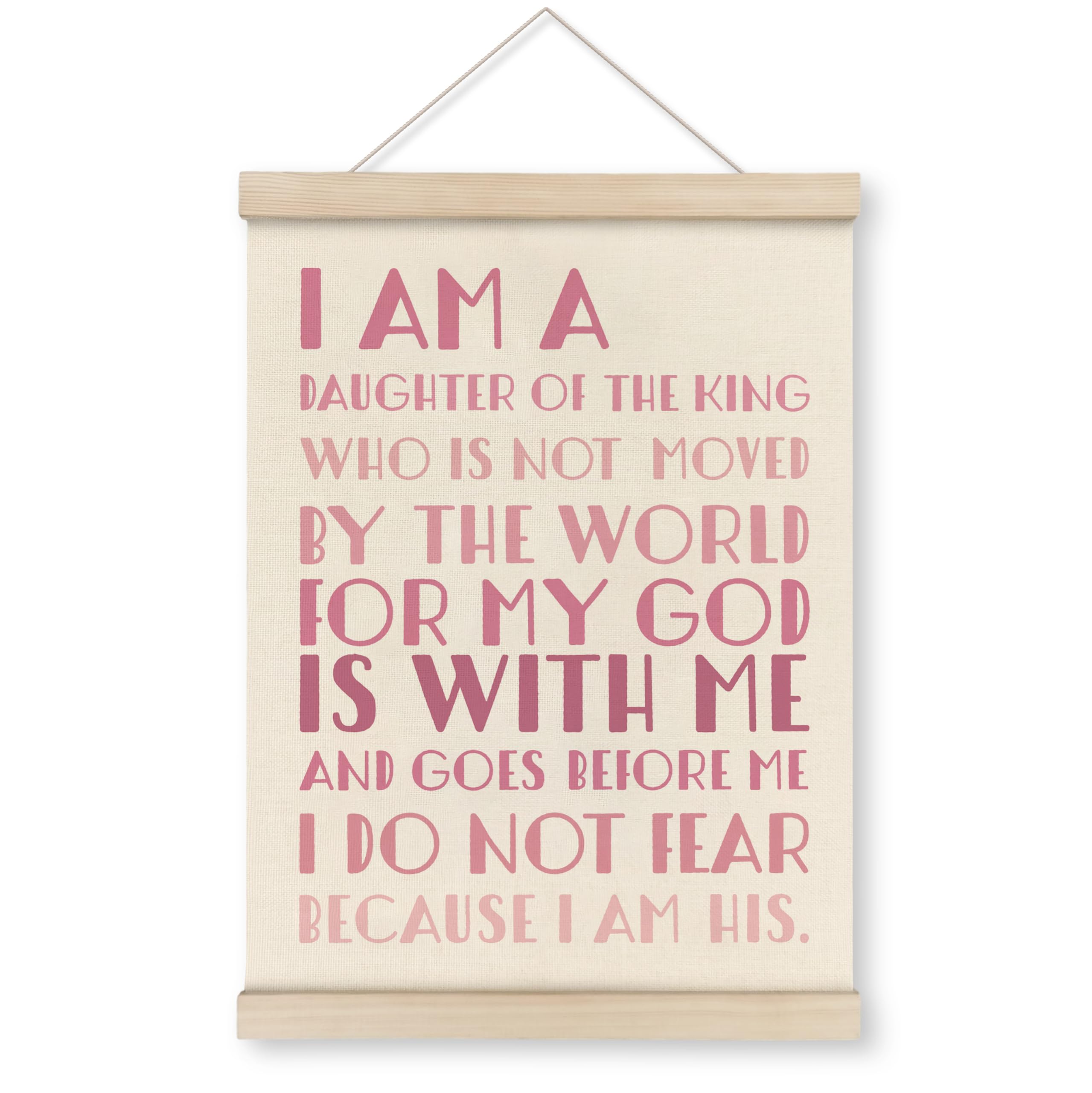 HRQKOI Am a Daughter of King Pink Christian Wall Art Poster Hanger Frame, Pink Bible Verses Wall Decor Posters with Wooden Frames, Scripture Wall Hanging Decor for Nursery Girls Room, 12x16 Inch