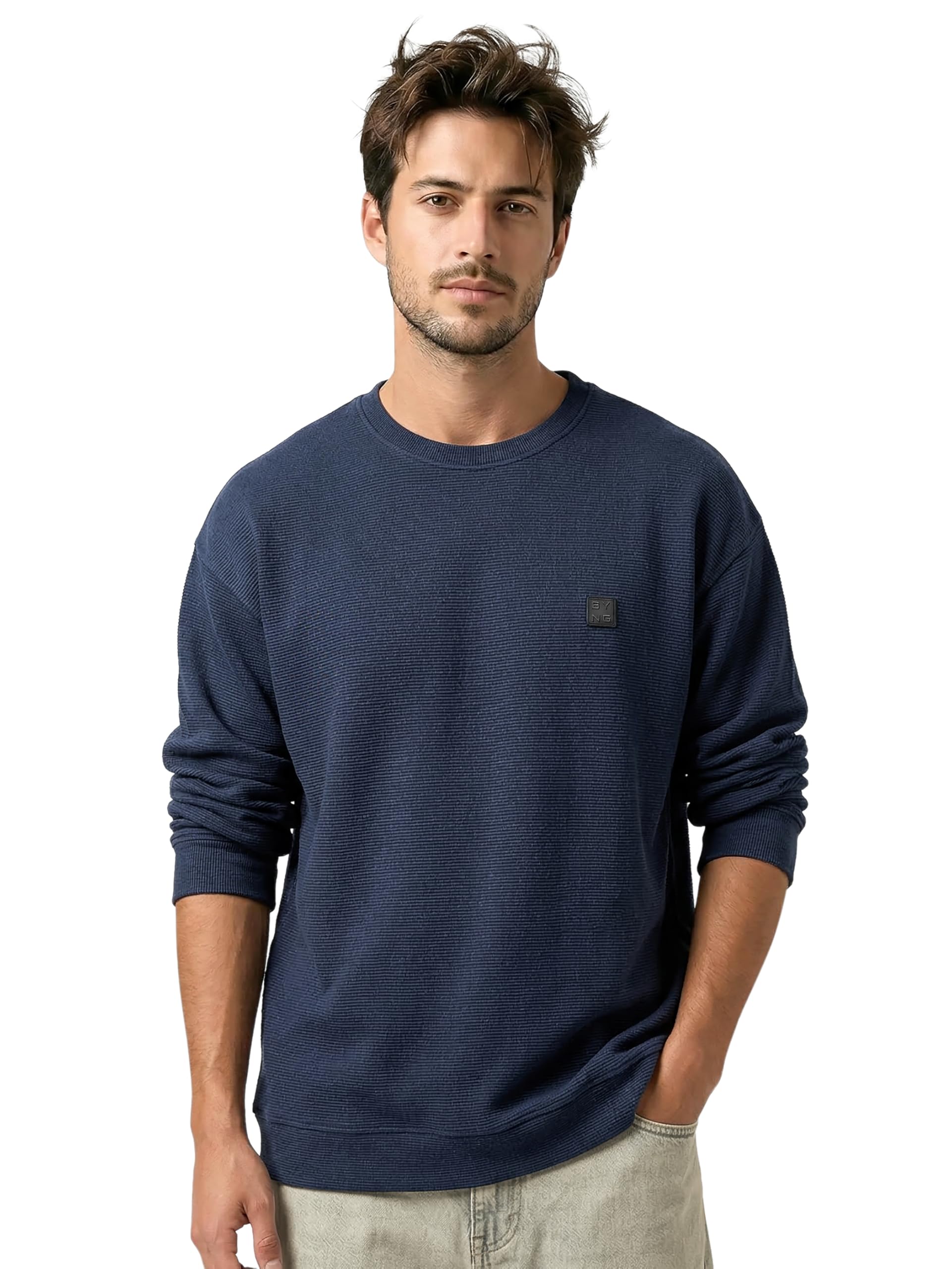beyoung Men's Solid Oversized Sweatshirt for Men | Soft and Warm Full Sleeves Casual Sweatshirt for Men-picture-27