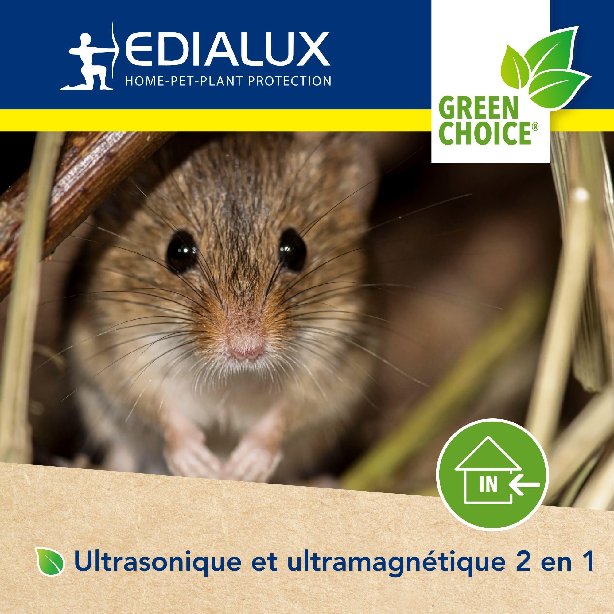 Edialux Répulsif ultrasons Souris et Rats Lot de 3 pour IntéRieur, Ondes sonores Anti rongeurs, Solution sans Danger pour Animaux, Chaque Appareil Couvre 90 m2