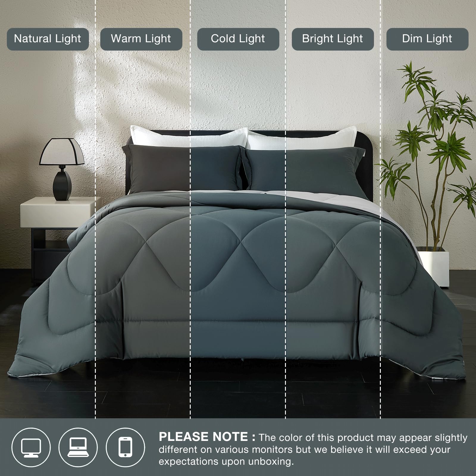 beeweed Piumino Letto Matrimoniale Maxi 4 Stagioni 240x260, Reversibile Piumone Autunnale Invernale 240x260cm - Coperta Trapunta 260x240 di Microfibra Sintetico 300 GSM, OEKO-TEX, Con 2 federa(40X80)