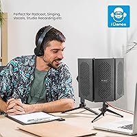 Vista 5 de iDance Escudo de aislamiento de micrófono absorbente plegable, 3 paneles aisladores de micrófono, Escudo de aislamiento vocal de micrófono