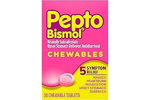 Pepto Bismol Chewable Tablets for Kids 30-count, Upset Stomach Relief